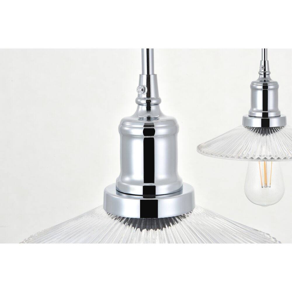 Back. Living District - Waltz 5 Light Chrome Pendant - Chrome And Clear.