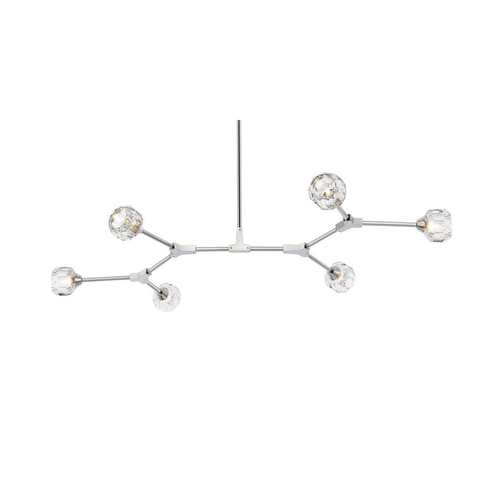 Alt View 4. Elegant Lighting - Zayne 6 Light Pendant in Chrome - Chrome And Clear.