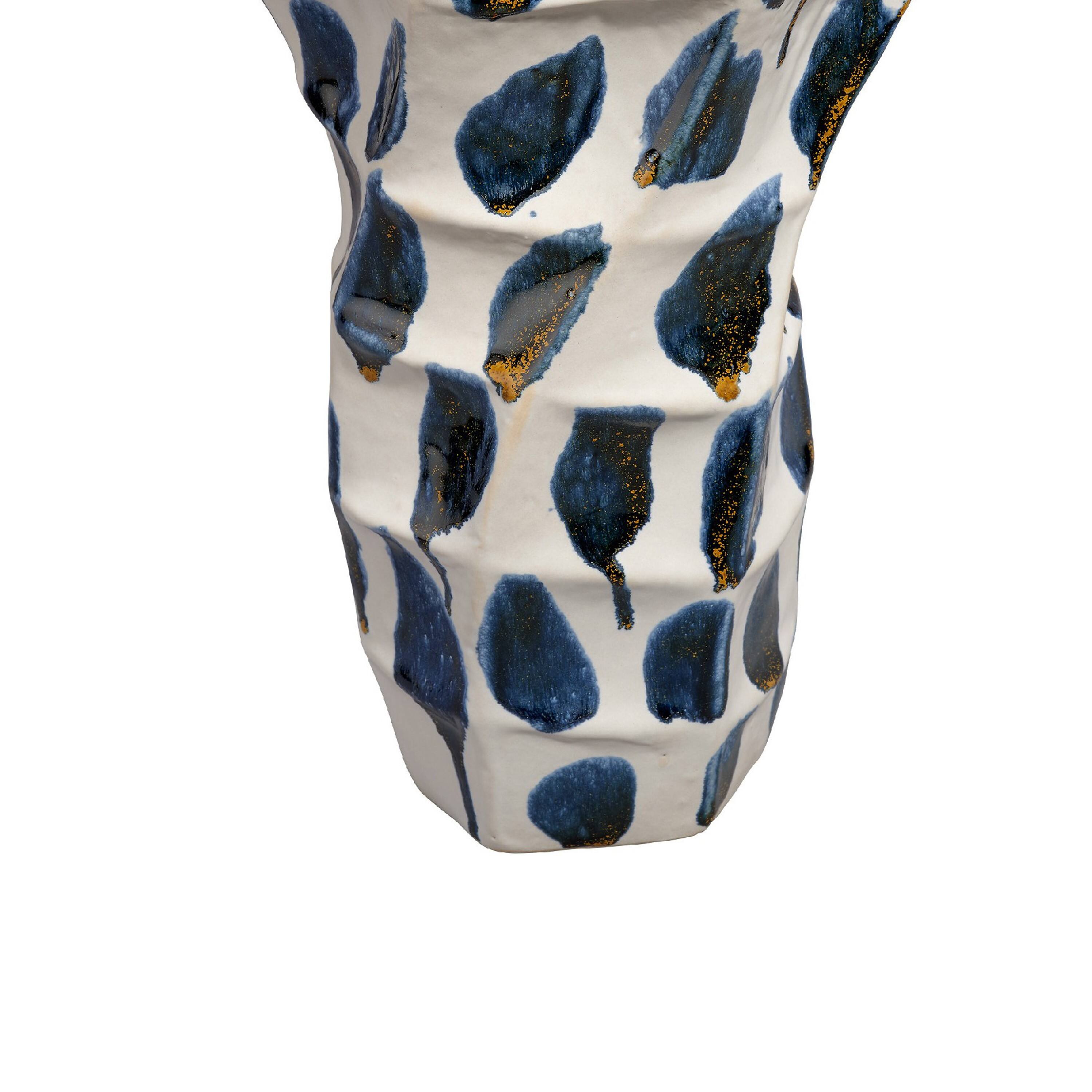 Manhattan Lane Nery Decorative Vase, Patchwork Ceramic, Ruffled Edge ...