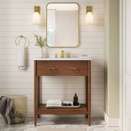 Front. Modway - Zaire Bathroom Cabinet Basin Not Included by Modway - Walnut.