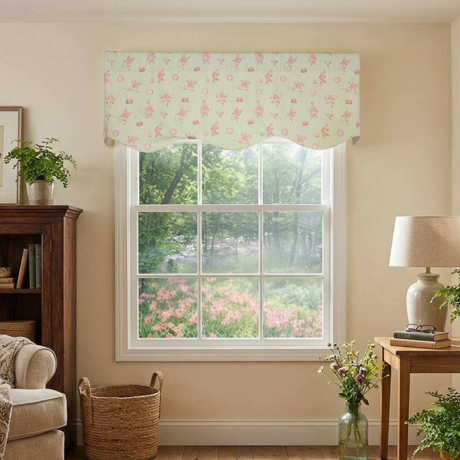 Angle. RLF Home - RLF Home Circus Provance Window Valance 100% Cotton Lined Rod Pocket 50" x 17" Green - Green.