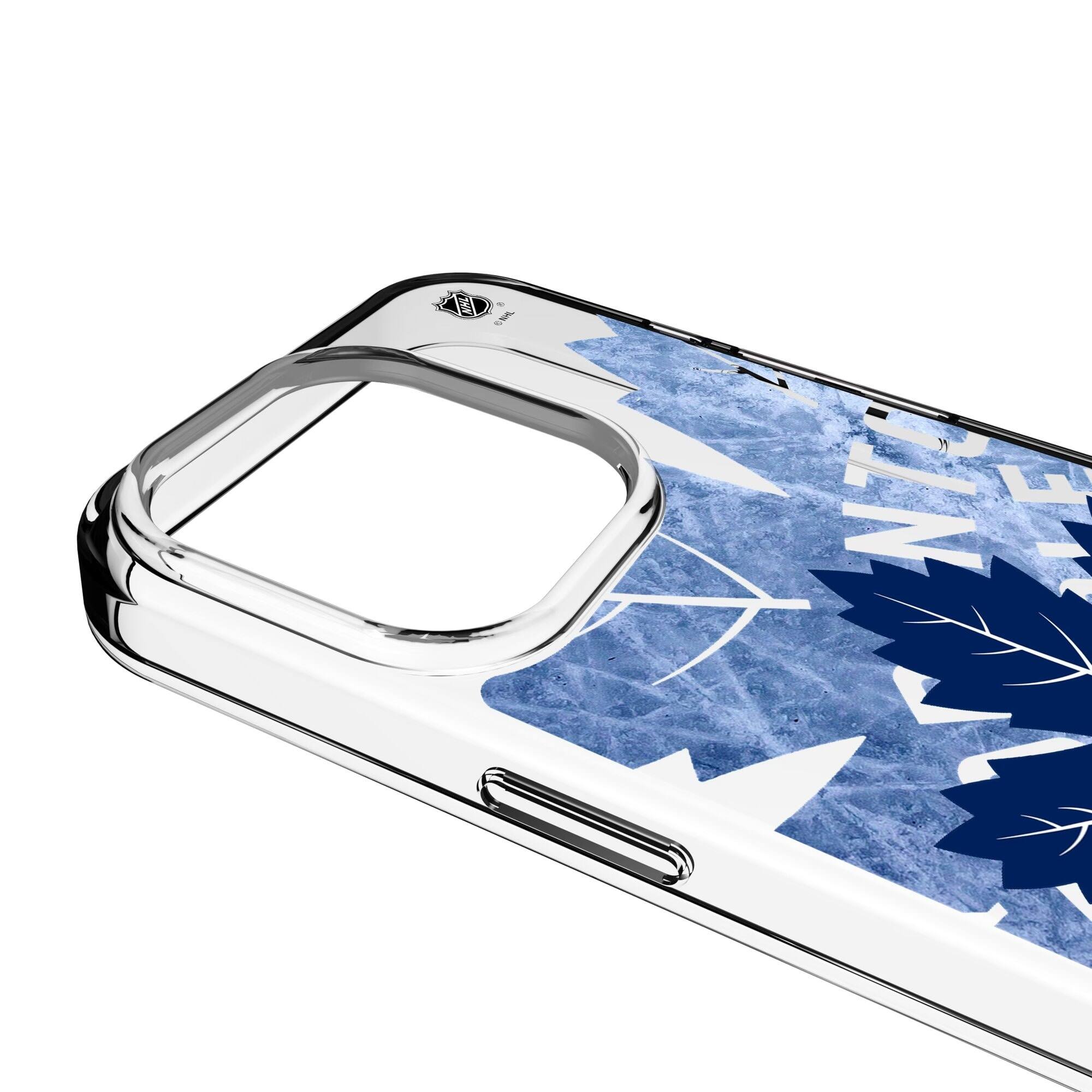 Alt View 2. Keyscaper - Toronto Maple Leafs iPhone Clear Ice Case - 15 Plus - Multicolor.