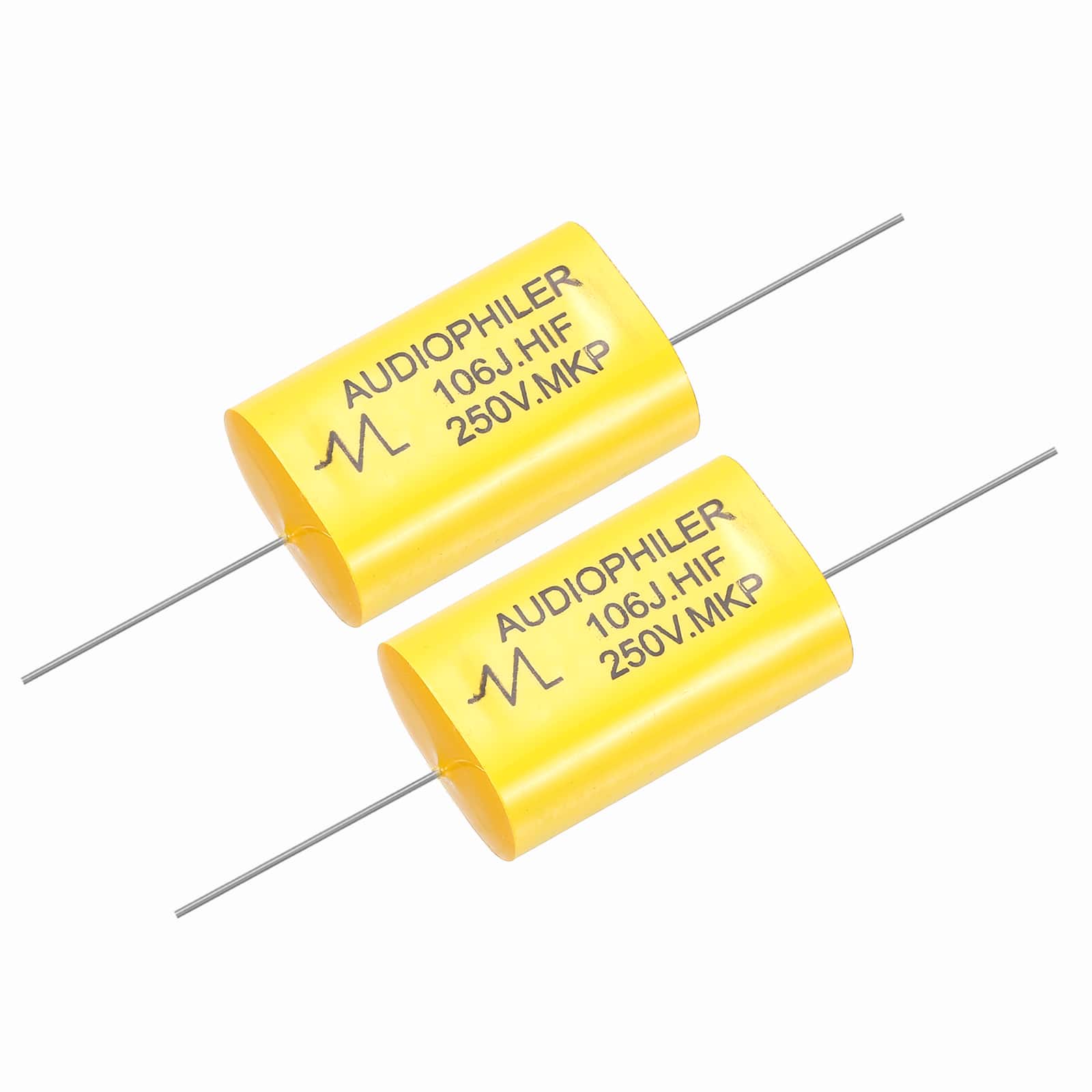 Unique Bargains - 2pcs 10uF High-Frequency Divider Capacitor, 279V Audio Speaker Crossover Non-Polarity Polypropylene MKP Film Capacitors - Yellow