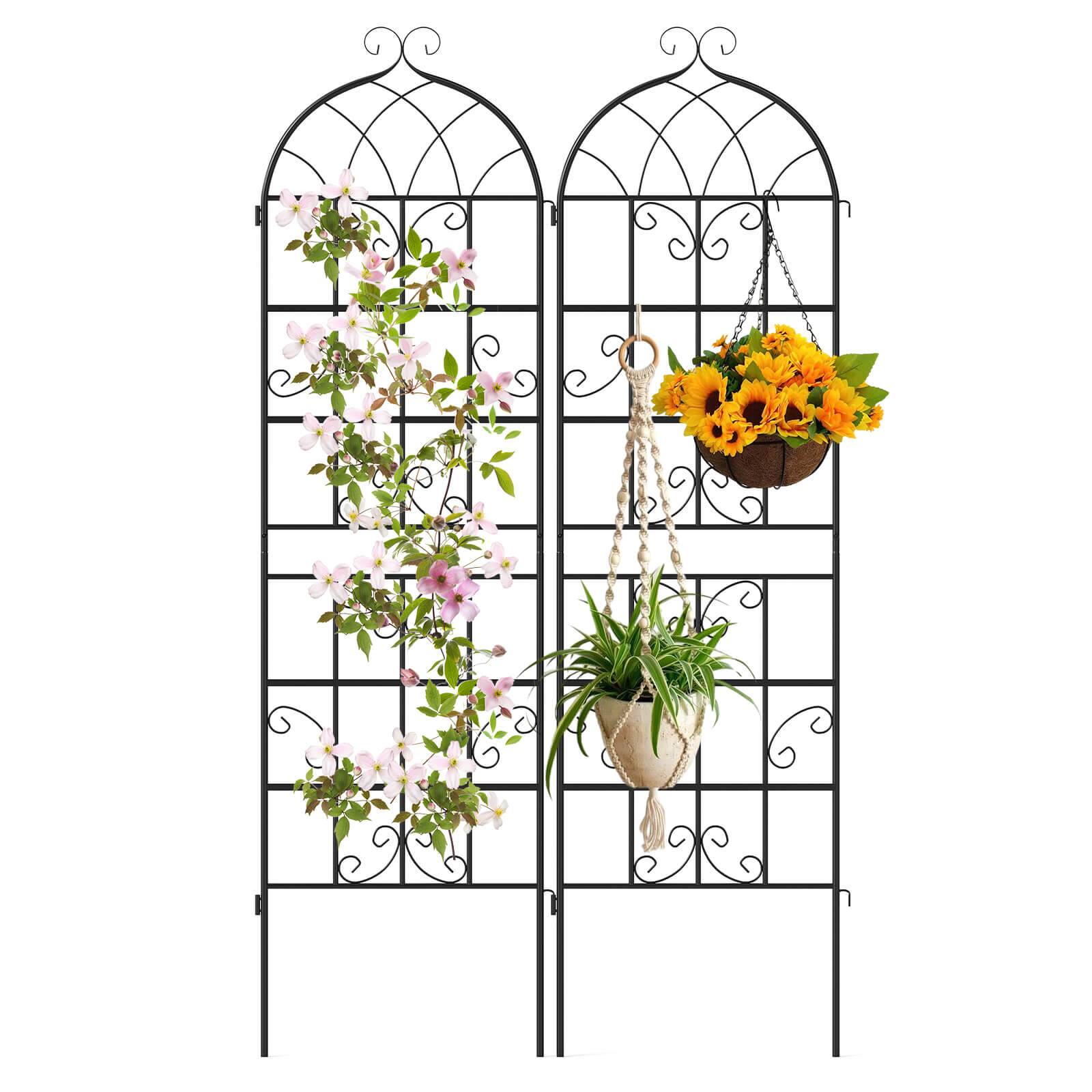 Alt View 2. Costway - Costway 2 Pack 71" x 20" Heavy-Duty Metal Garden Trellis,Metal Coating Patio for Outdoor - Black.