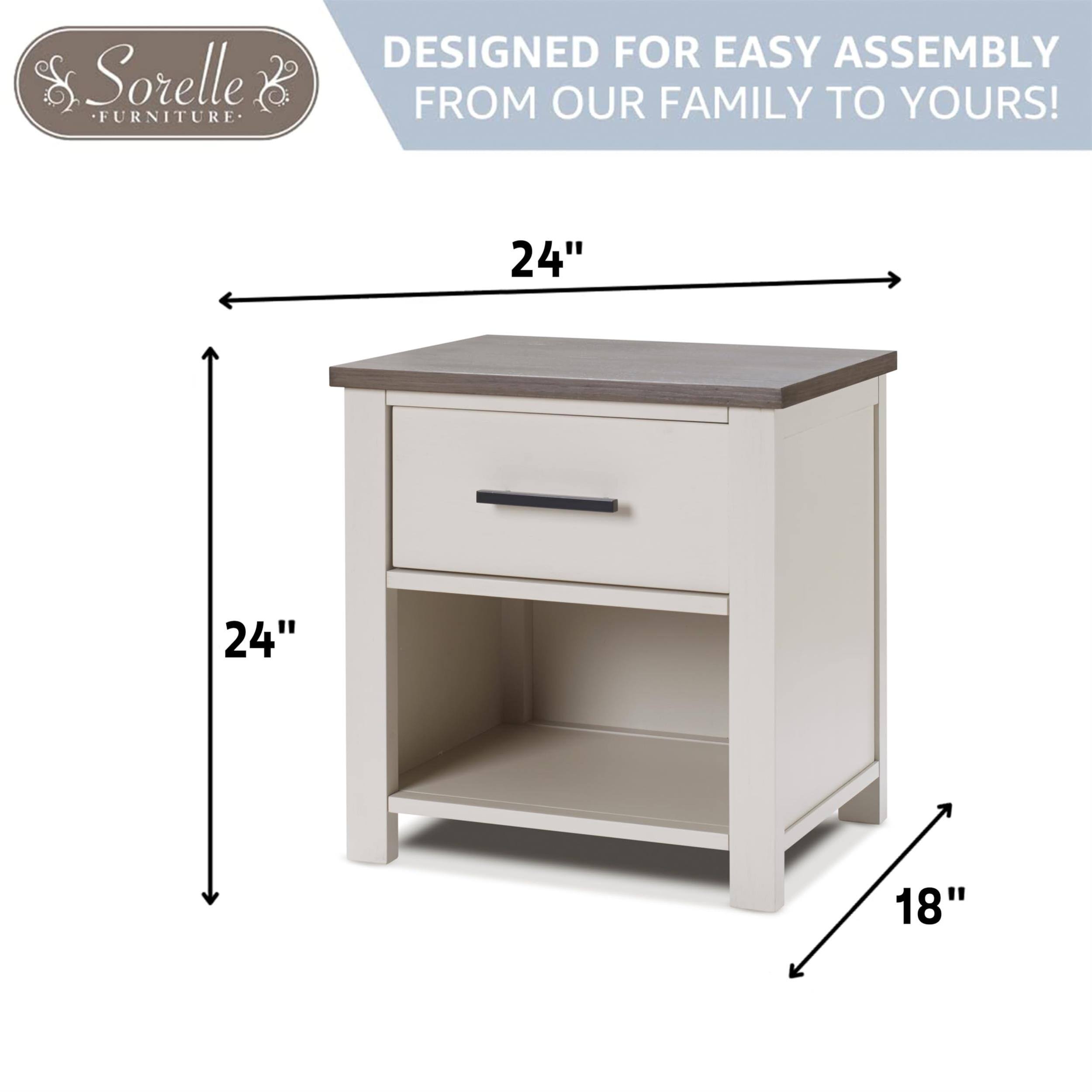 Sorelle FURNITURE  
DESIGNED FOR EASY ASSEMBLY FROM OUR FAMILY TO YOURS!  
24"  
24"  
18"