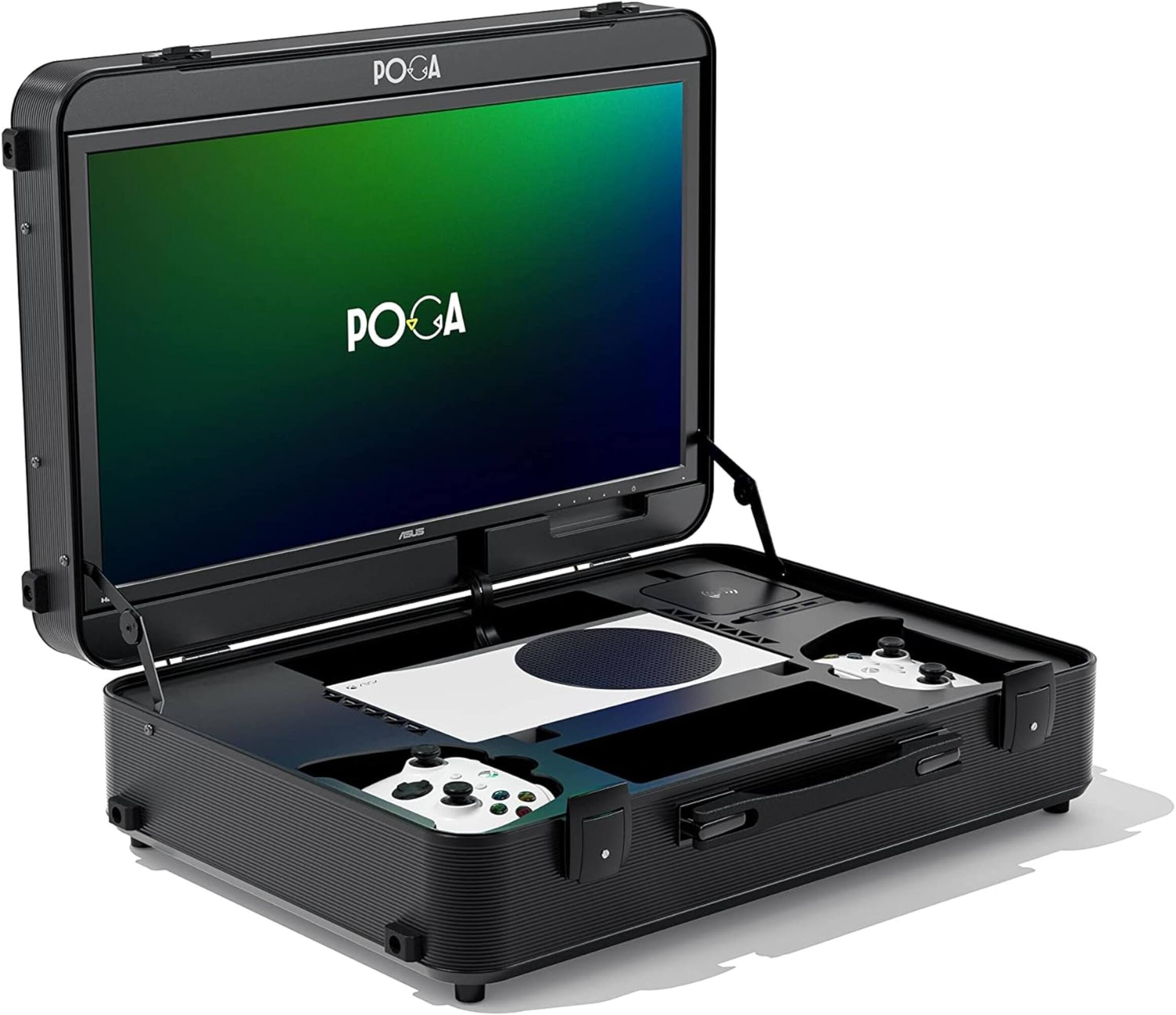 Poga Pro Premium Portable Console Travel Case Incl. Trolley and 21.5 Asus Gaming Monitor for Xbox Series S Black