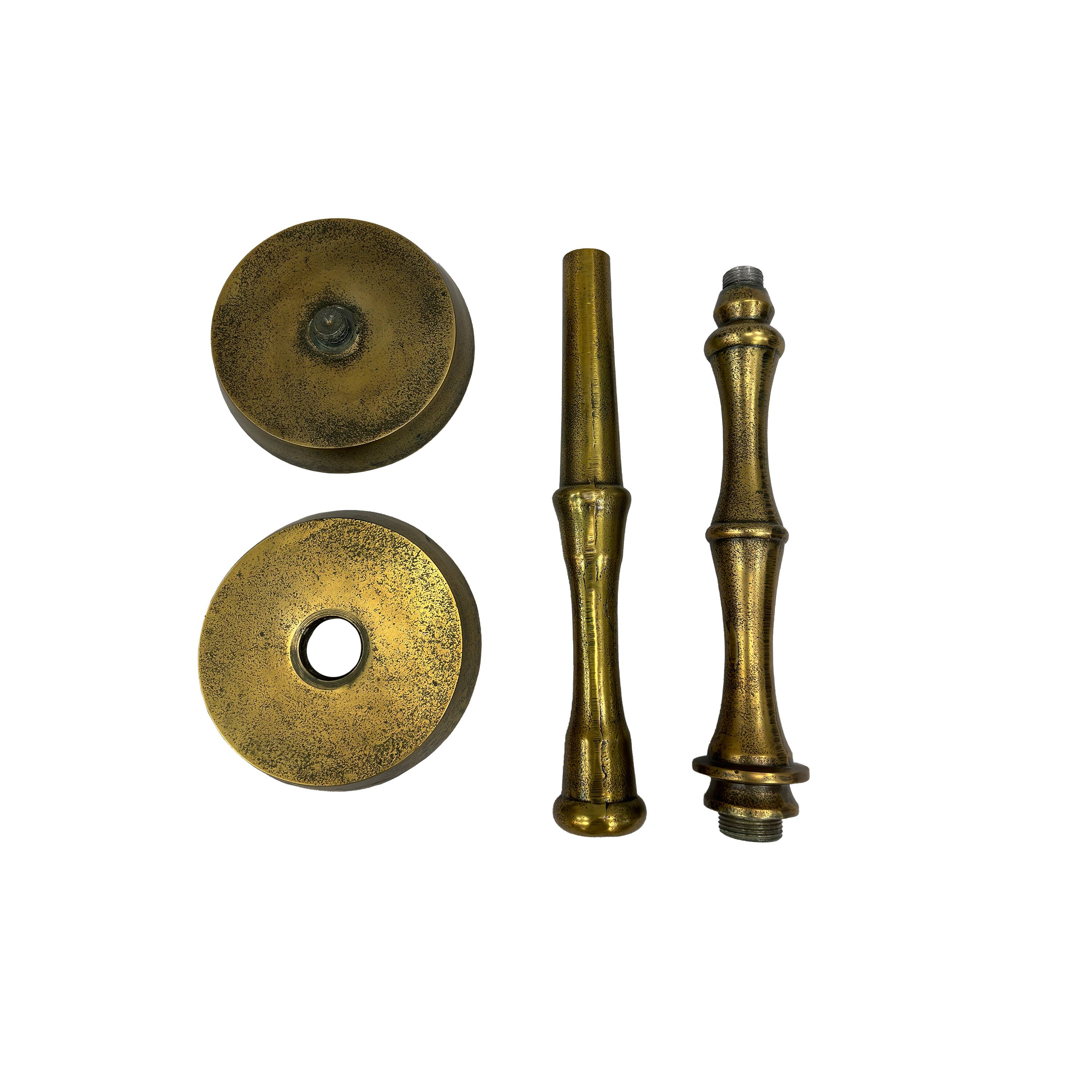 Alt View 4. Manhattan Lane - 26 Inch Side End Drink Table, Turned Pedestal Metal Base, Round Top - Brass.