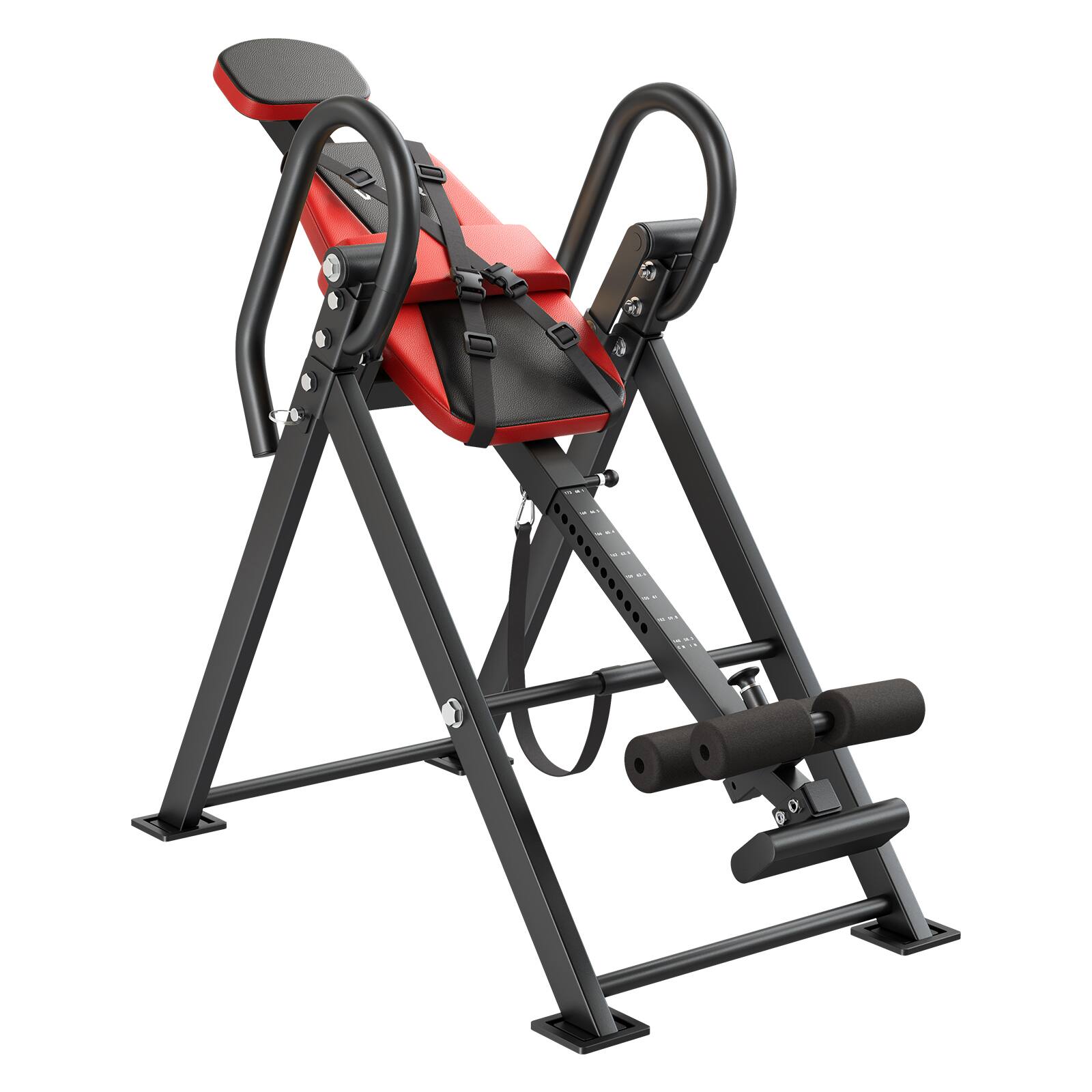 Alt View 5. VEVOR - Inversion Table, 300 lbs Capacity Heavy Duty Inverted Table, Back Inverter Stretcher with Dual-Roller Locking - Black & Red.