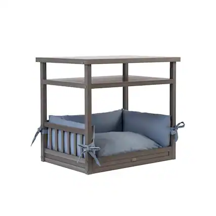 Front. New Age Pet - ECOFLEX Dog Bed Nightstand-Grey - Grey.