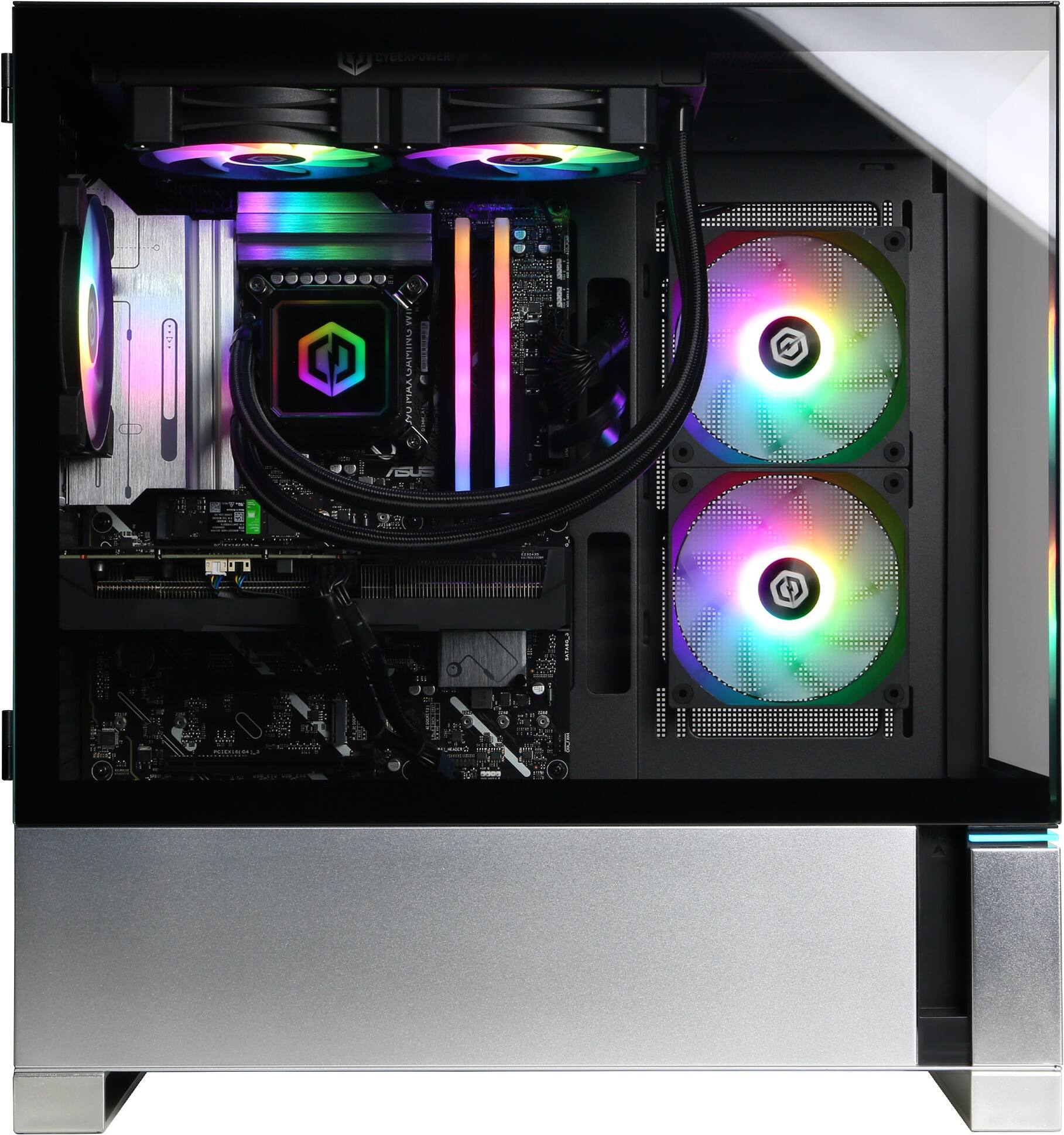 Alt View 3. CyberPowerPC - Gaming Desktop - Intel Core Ultra 7 265KF 2024 - AMD Radeon RX 9070 XT 16GB - 32GB DDR5 Memory - 2TB SSD Storage - Black.