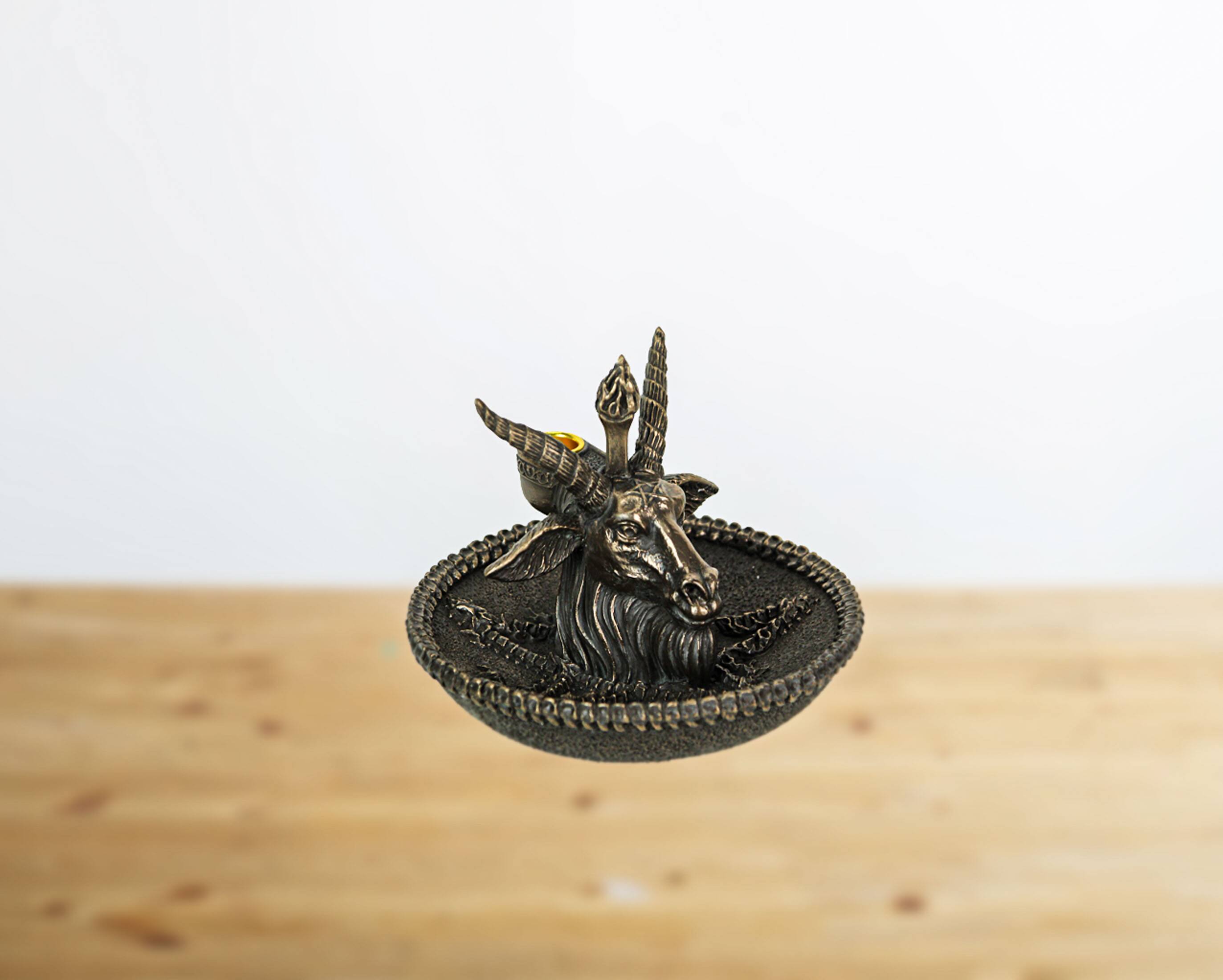 Alt View 3. Veronese Design - Baphomet Goat Head Ritual Altar Bronze Finish Backflow Incense Burner 5 Inches - Bronze.