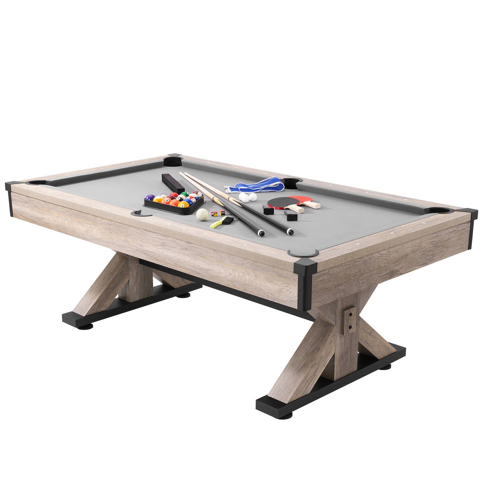 Alt View 5. VEVOR - Billiards Table Combo Set,7ft 3-in-1 Multi Game Table with Dining,Pool,and Tennis Table,Includes Full Set of Accessories - Gray, Wood.