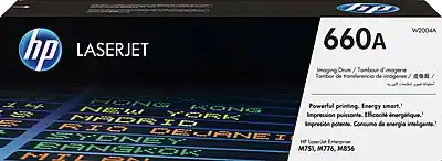 Sure, here is the corrected and grouped text:
---
**HP LASERJET**
**660A**
**W2004A**
**Imaging Drum / Tampour d'imagerie / Tampor de transferencia de imagen / 画像ドラム**
**Powerful printing. Energy smart.**
**Impression puissante. Économie énergétique.**
**Impresión potente. Consumo de energía inteligente.**
**HP LaserJet Enterprise**
**M751, M776, M856**
---
This text is from an HP LaserJet Enterprise product page and a toner cartridge label.