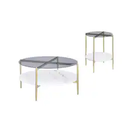 Coaster Co. of America - Jonelle 2-piece Round Coffee and End Table Set Gold - Gray