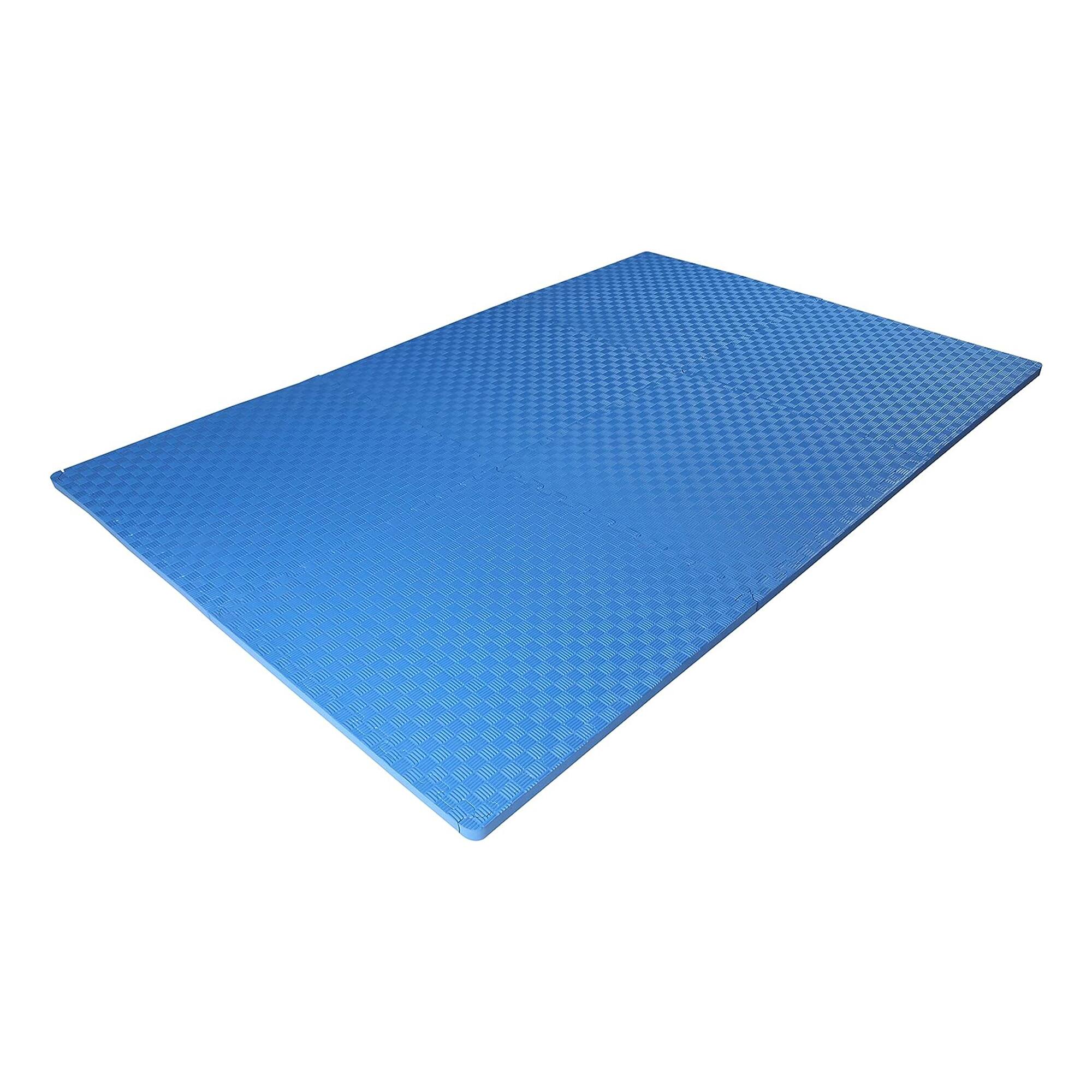 Alt View 5. Everyday Essentials - BalanceFrom Fitness 144 Sq Ft Interlocking EVA Foam Exercise Mat Tiles, Blue - Blue.
