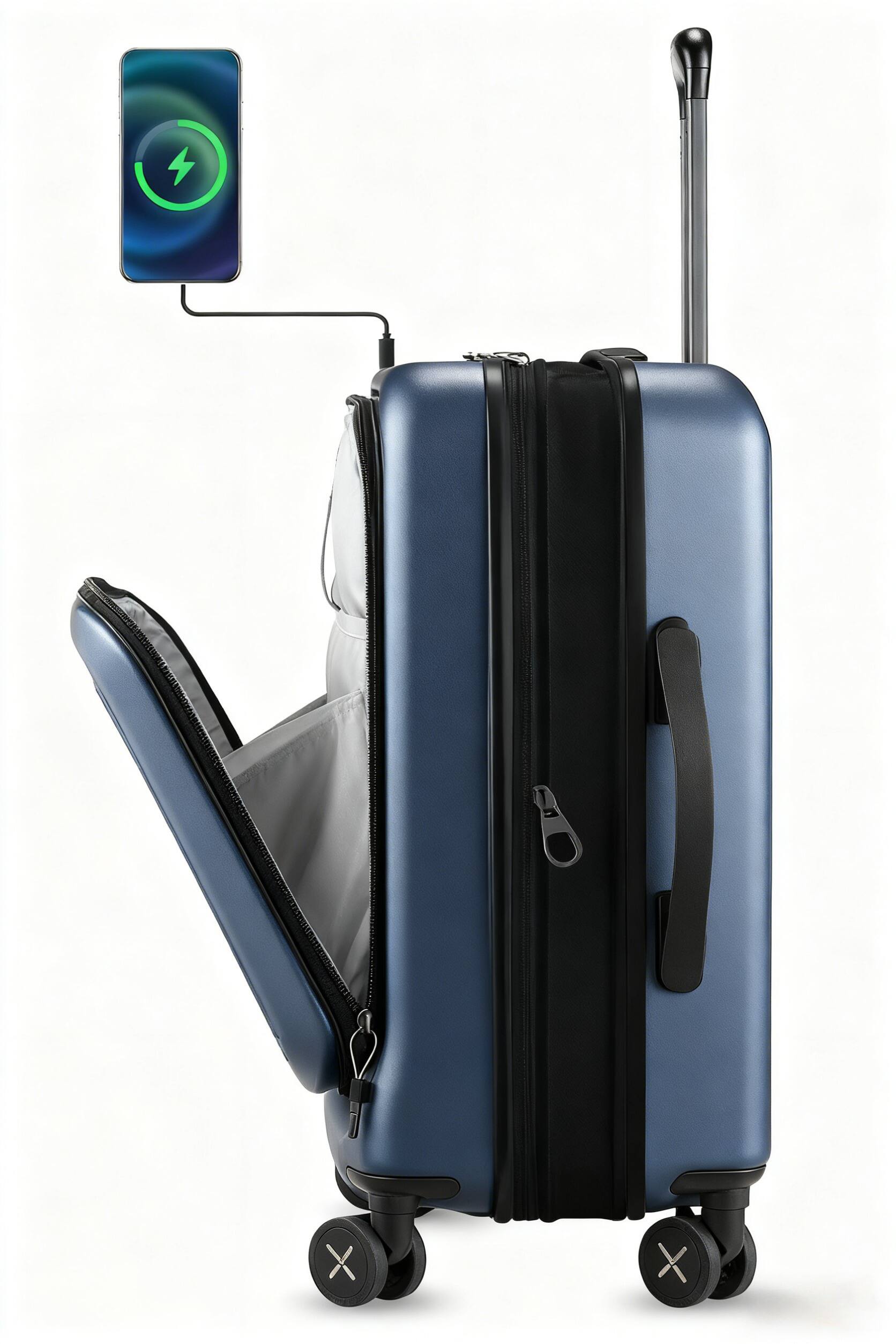 Left. LUGGEX - LUGGEX 20 Inch Carry-On Expandable Hardshell Suitcase Blue - Blue.