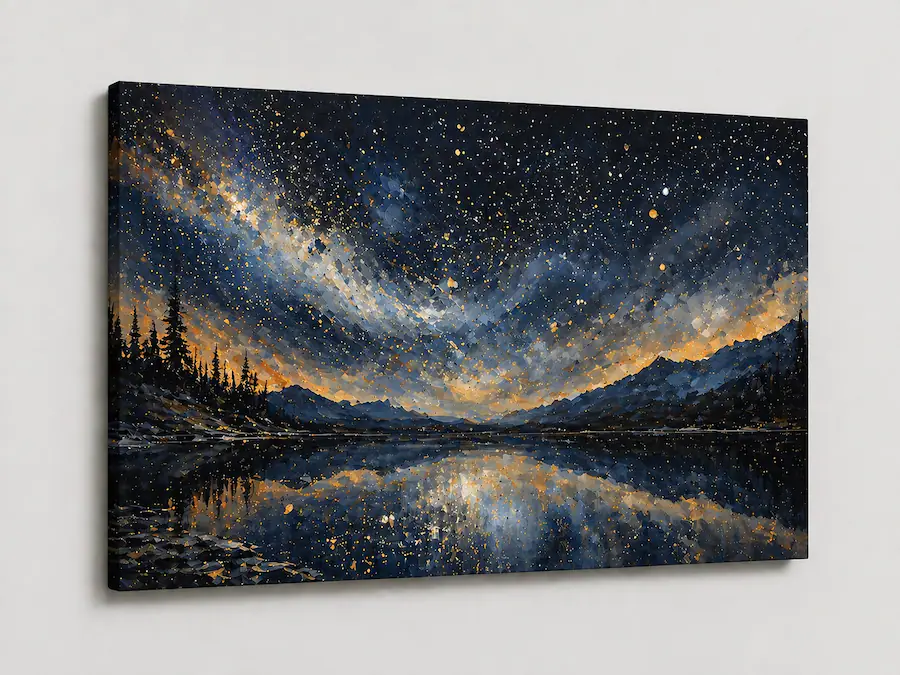 FC Design Large Canvas 24x36" Abstract Starry Night Galaxy Reflection ...