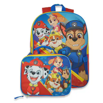 Front. Paw Patrol - Paw Patrol 16" School Backpack with Large Pocket & Rectangular Lunch Bag - Blue.