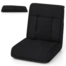 Gymax - Folding Floor Chair Convertible Lazy Sofa Chair w/ Adjustable Backrest Black - Black