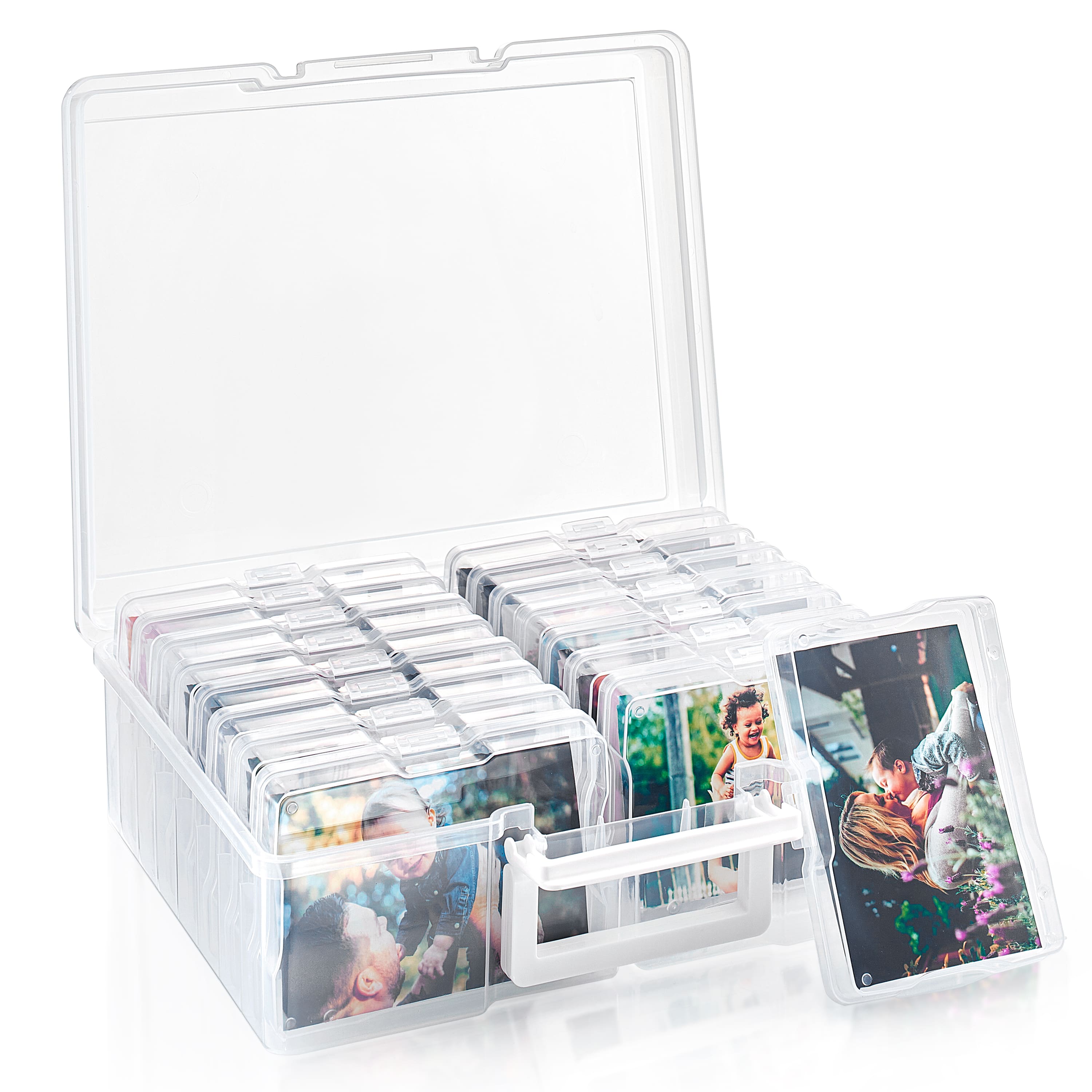 Sorbus - Durable Box with 16 Cases (4" x 6") Organizers and Storage Cases - Great for Photo and Craft Organization - Clear