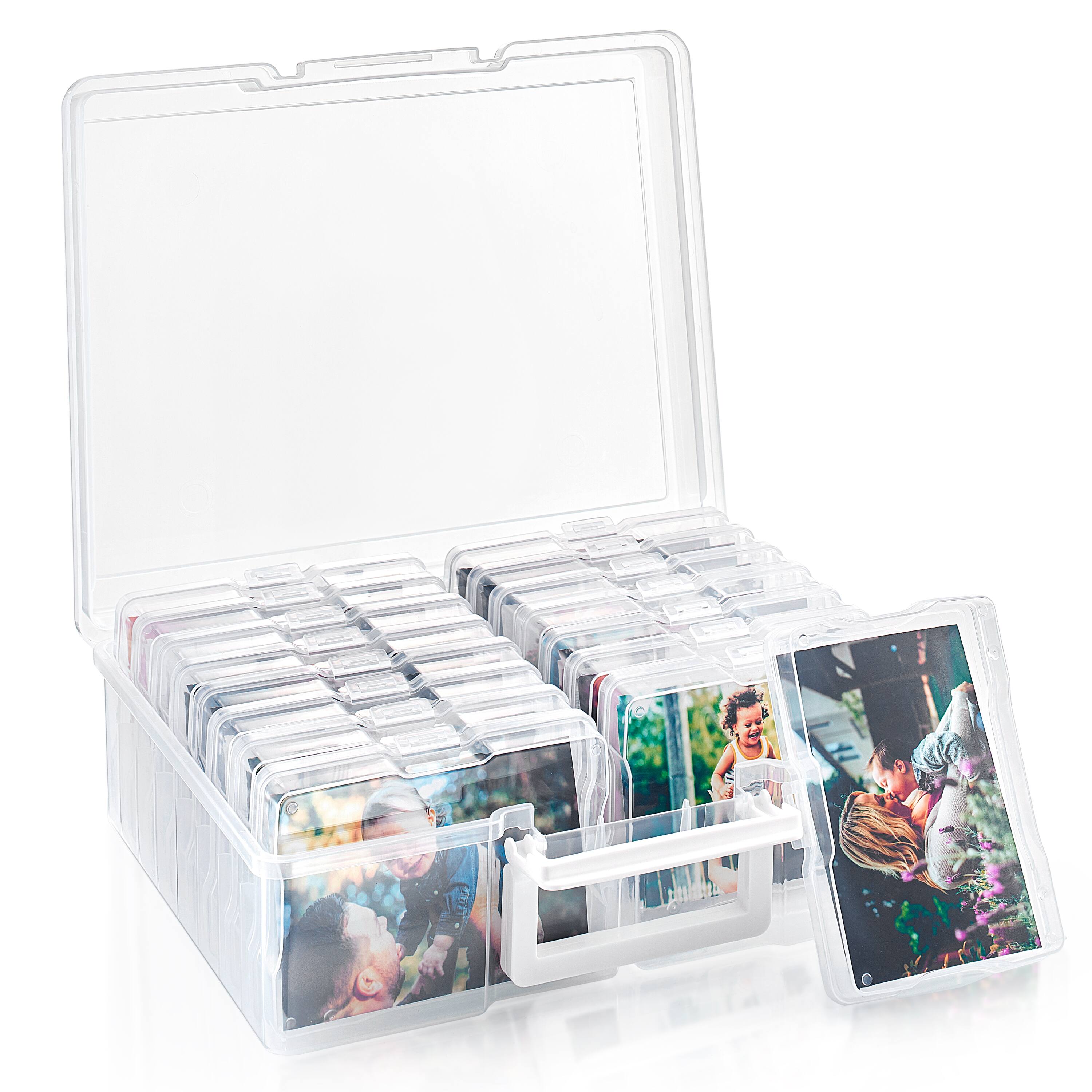 Sorbus - Durable Box with 16 Cases (4" x 6") Organizers and Storage Cases - Great for Photo and Craft Organization - Clear