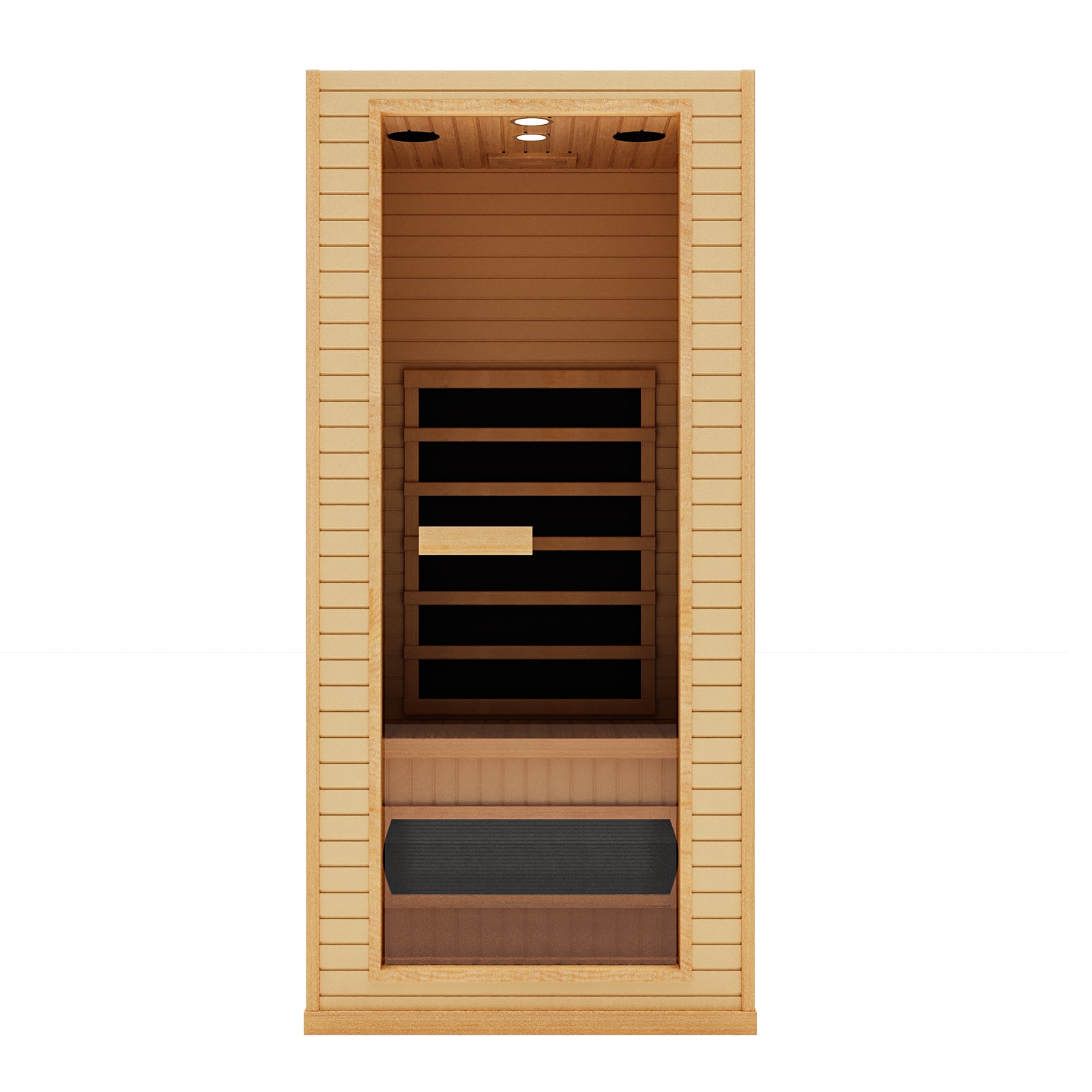 Alt View 5. U-HOMY - U-HOMY 1-Person Canadian Hemlock Infrared Sauna with Bluetooth, Reading Light & Digital Control - Wood color.