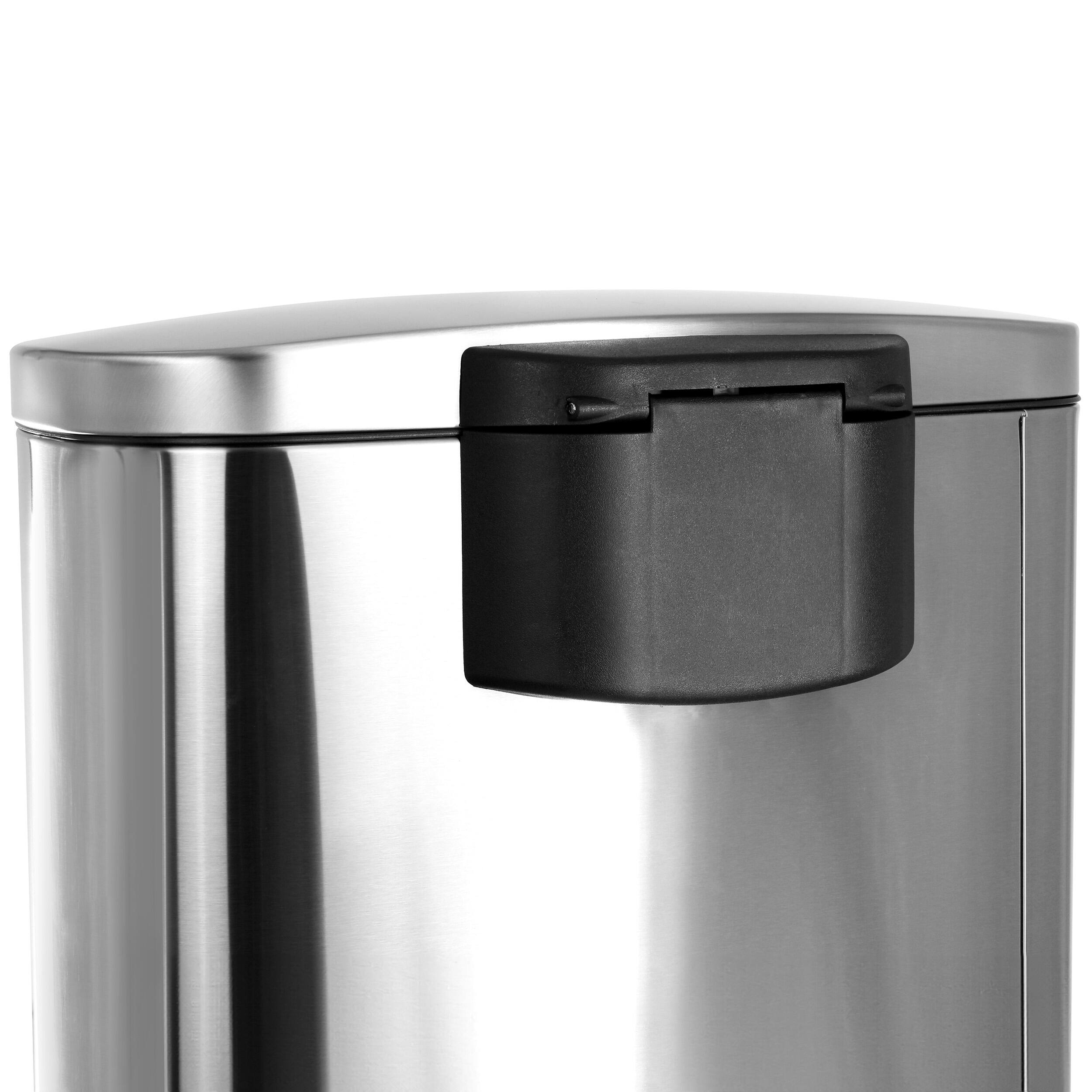Alt View 5. Elama - Elama 50 Liter 13 Gallon Half Circle Stainless Steel Step Trash Bin with Slow Close Mechanism in Matte Silver - Silver.