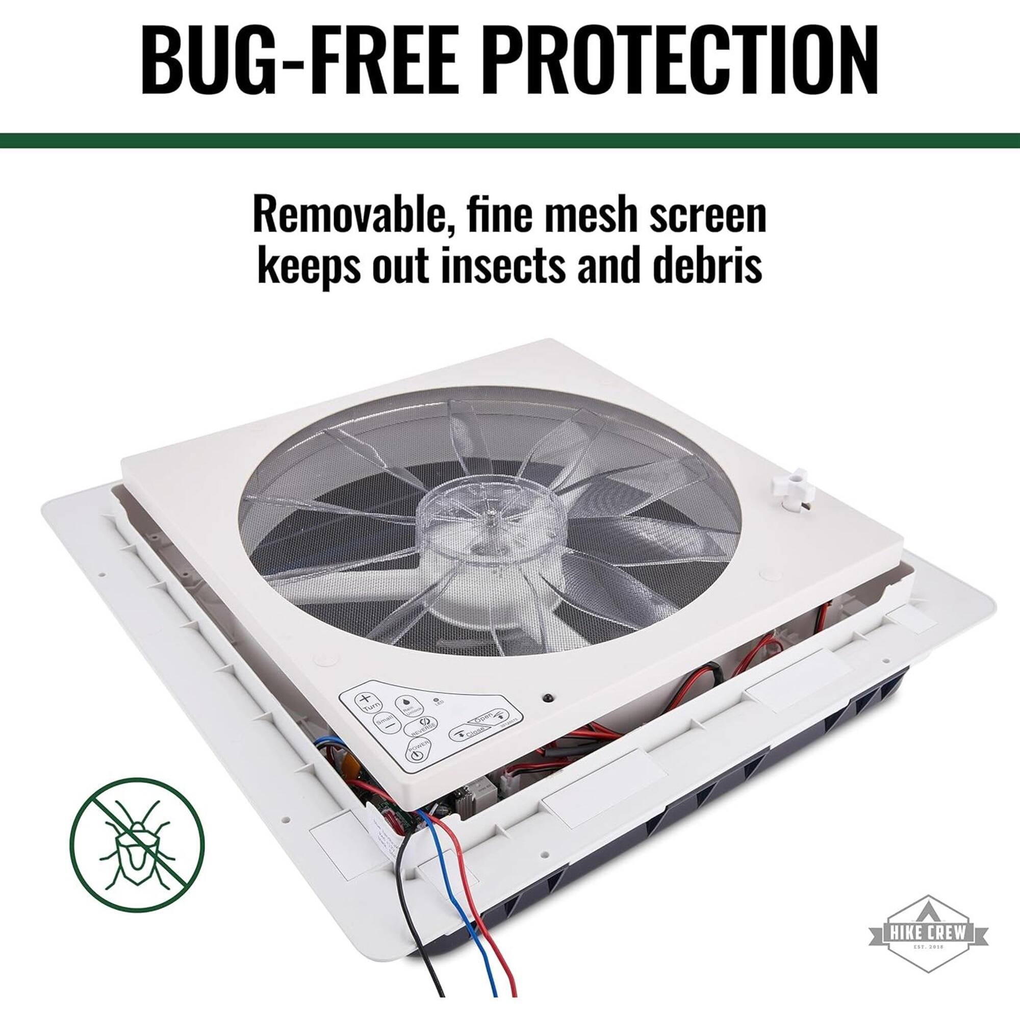 BUG-FREE PROTECTION
Removable, fine mesh screen keeps out insects and debris
+ D HIKE CREW I3