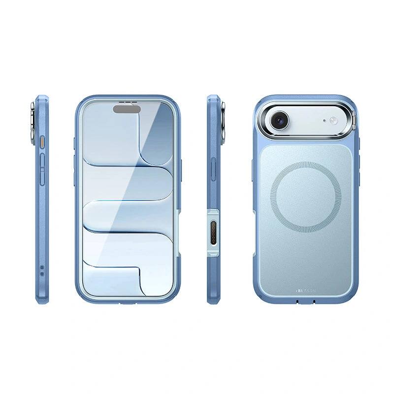 Back. i-Blason - i-Blason Ares Flip Case for iPhone Air – MagSafe, Kickstand, Screen Protector, Drop Protection - Arctic.