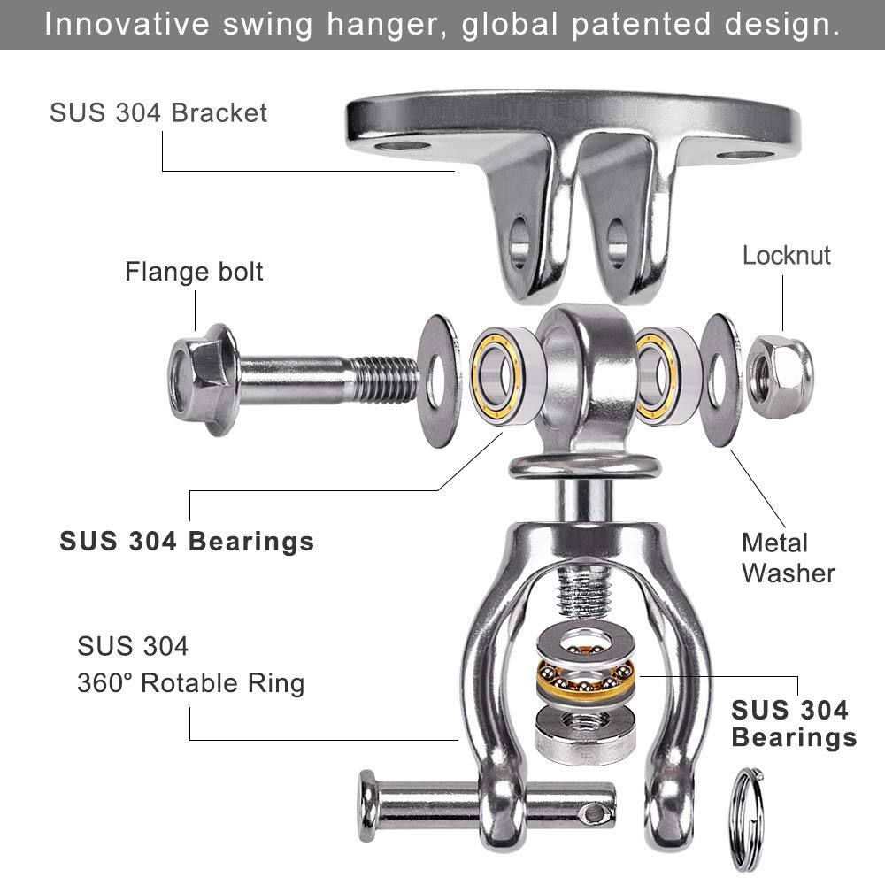 Innovative swing hanger, global patented design.

- SUS 304 Bracket
- Flange bolt
- Locknut
- Metal Washer
- SUS 304 Bearings
- SUS 304 360° Rotable Ring
- SUS 304 Bearings