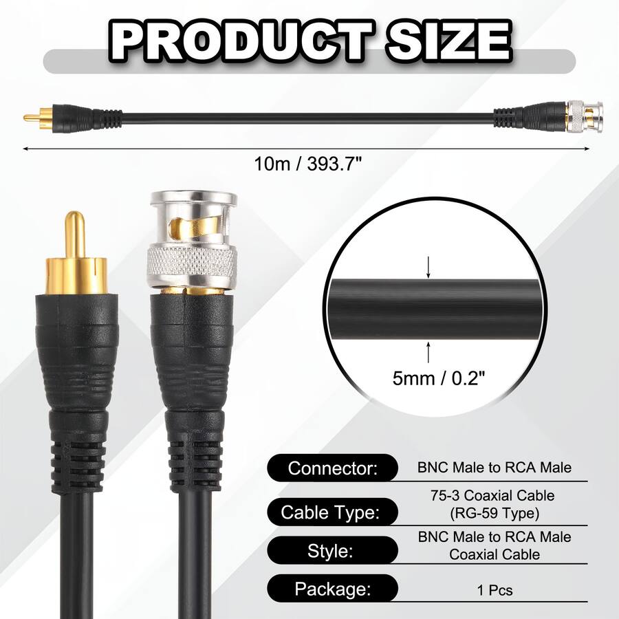 Rca Monitor Unique Bargains BNC Male to RCA Male Coaxial Cable 33FT 75 Ohm Camera ...