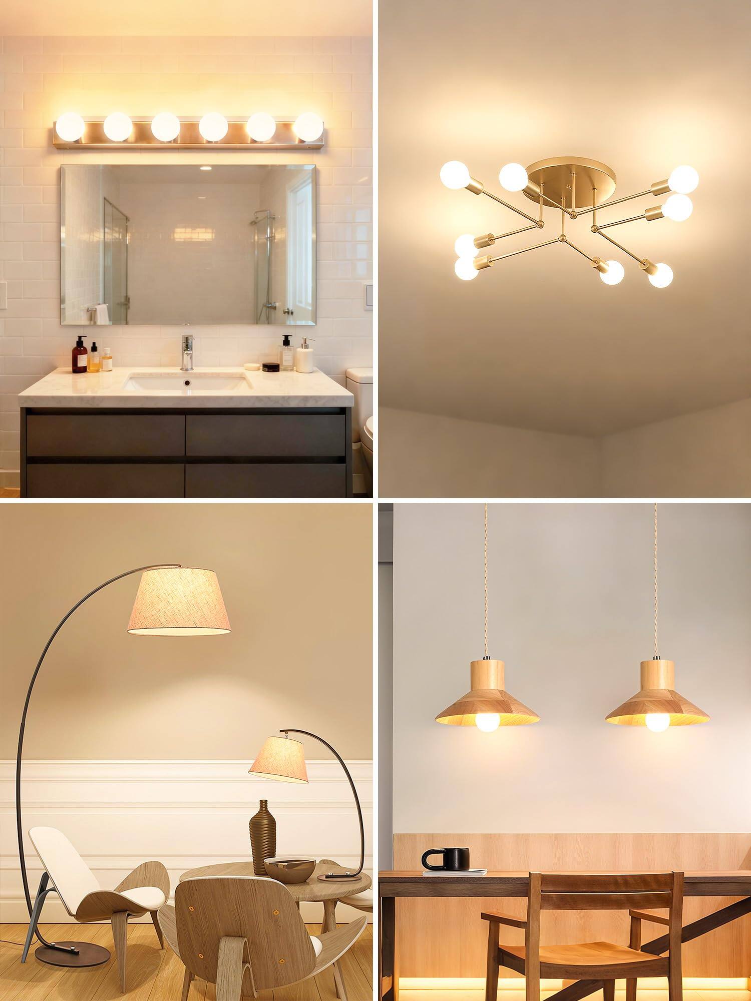 Alt View 5. TECH SAFARI - G Led Globe Light Bulbs Vanity Bulb For Bathroom w Equivalent k Soft Warm E Base Round Decorative Makeup Mi - 4000k Natural White 4 Pack.