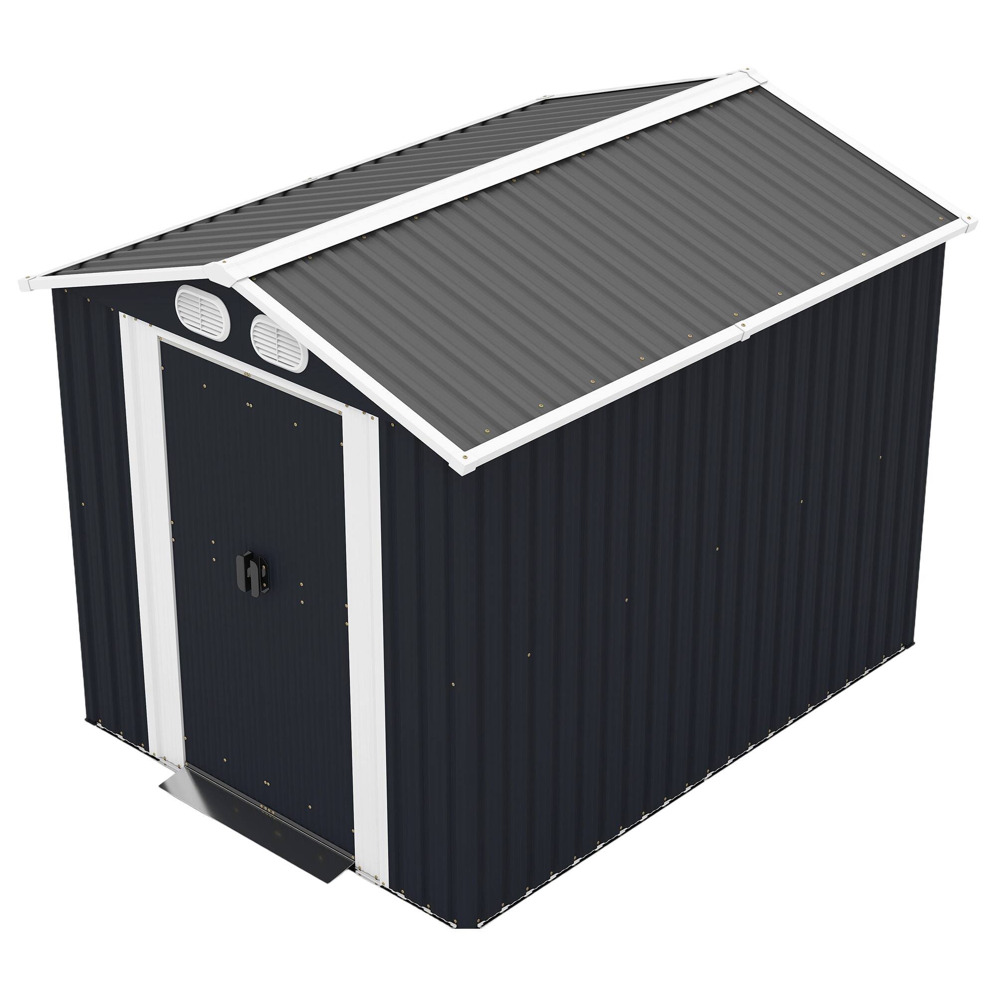 Alt View 10. Loheer - Loheer 8x6 Outdoor Storage Shed Metal Tool Shed with Lockable Doors and Air Vents for Backyard Patio Dark Gray.