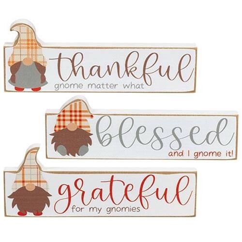 BreeBe - *Thankful/Grateful/Blessed Gnome Block 3 Asstd - Multicolor