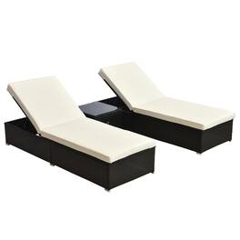 Resenkos - Chaise Lounge Chair Set, Outdoor Sectional Furniture, Polyester Fabric - Dark Brown and Cream White