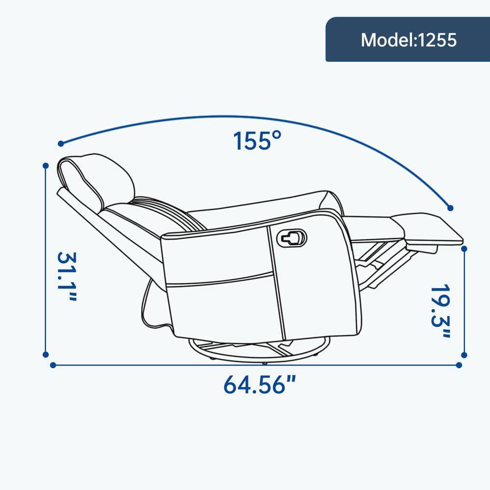 Model: 1255  
155°  
31.1"  
64.56"  
19.3"