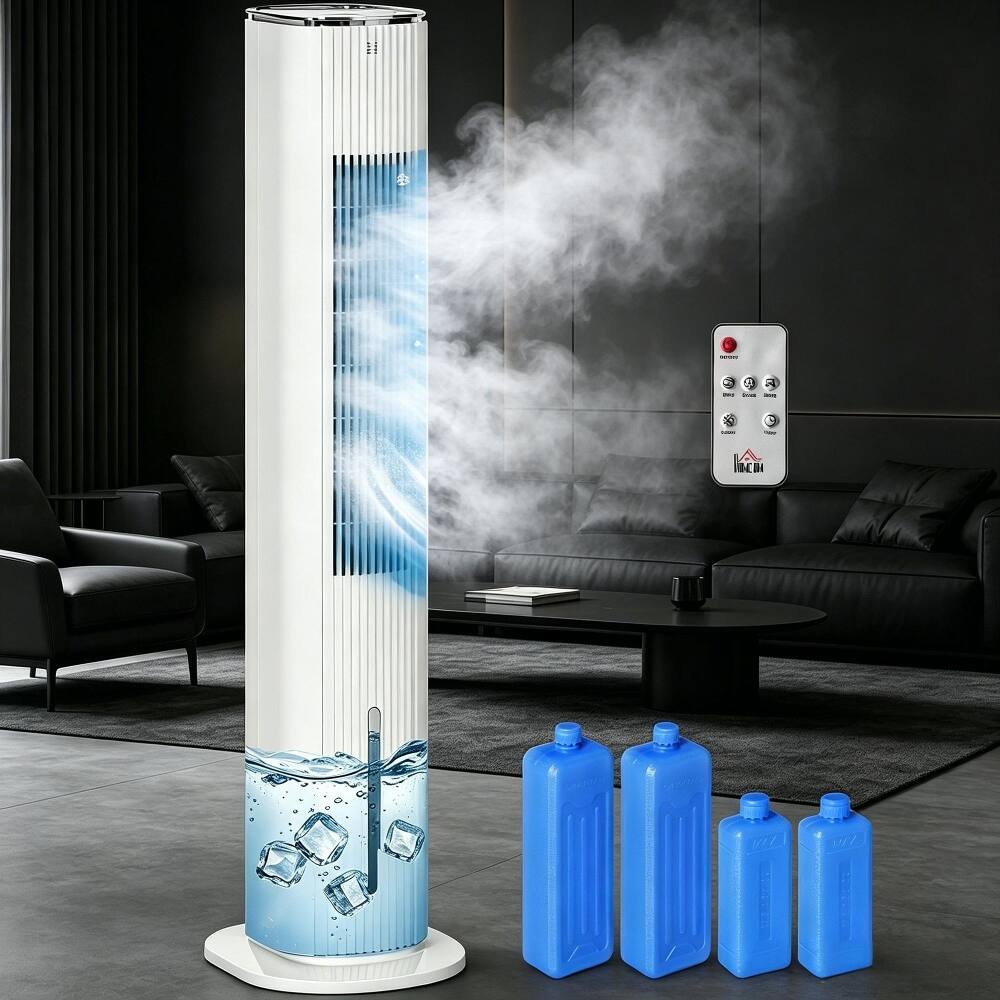 Angle. Loheer - Loheer 42 Inch 3-in-1 Evaporative Air Cooler with Humidifier Top Fill Ice Cooling Fan Remote Control and 12H Timer White.