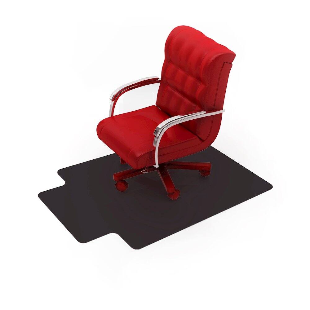 Alt View 1. Floortex - Black Vinyl Lipped Chair Mat for Hard Floor - 45" x 53" - Black.