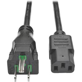 Tripp Lite - by Eaton Hospital-Grade Power Cord NEMA 5-15P to C13 - Green Dot 15A 125V 14 AWG 25 ft. (7.62 m) Black - For - Black