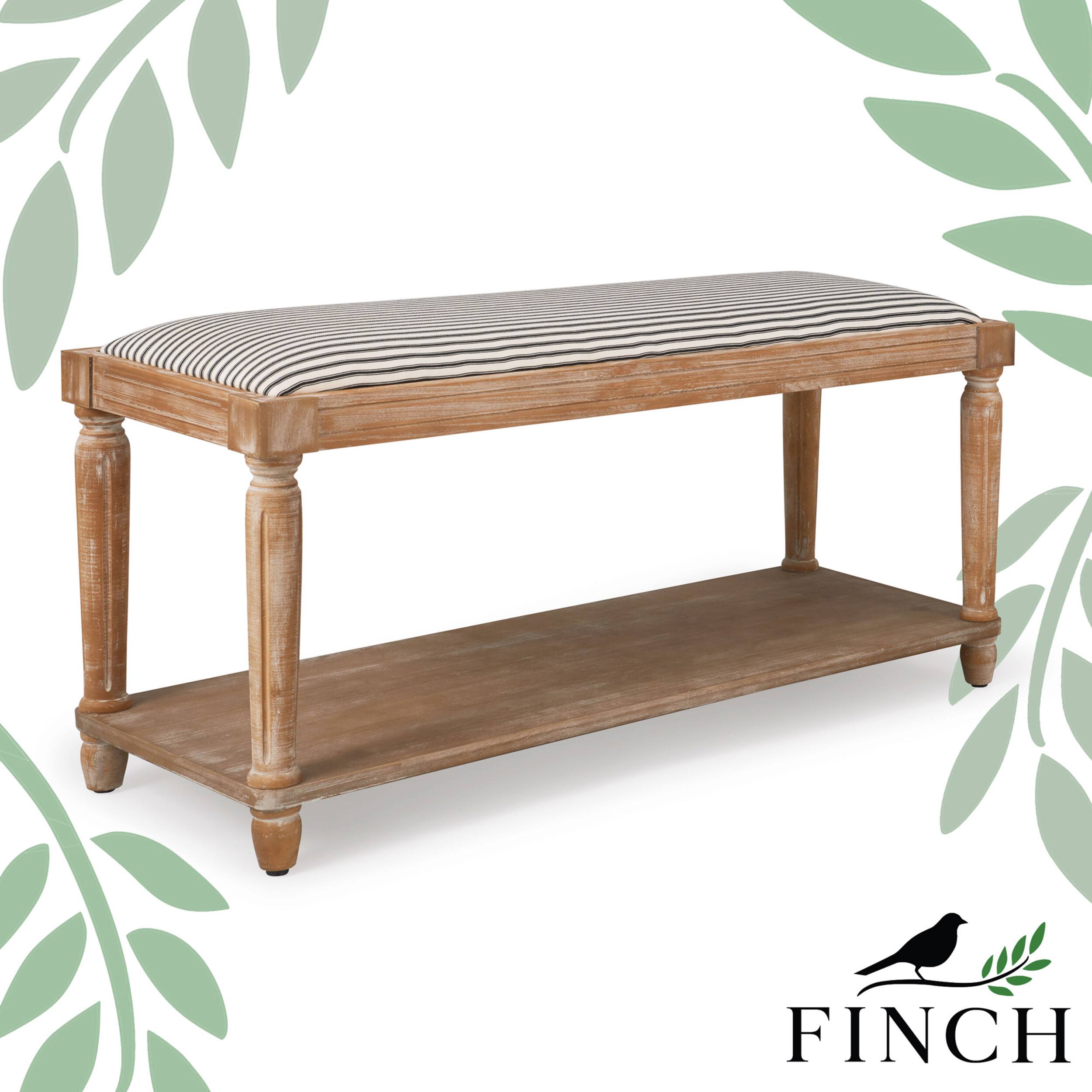 Alt View 11. Finch - Graydon Upholstered Bench - Distressed Natural.