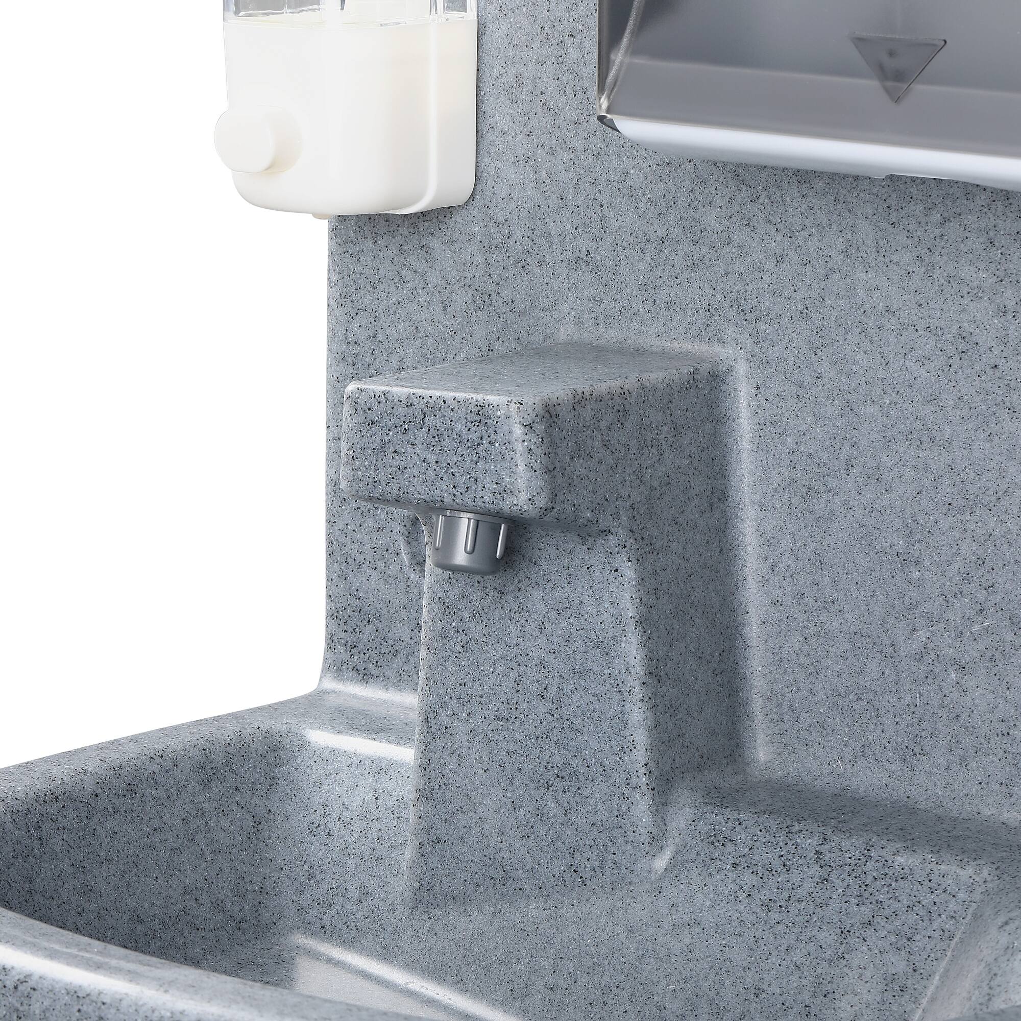 Alt View 6. Koolmore - 16 Gallon Single Mobile Hand Washing Station with Soap and Paper Towel Dispenser, Wheels and Grab Handle - Gray.
