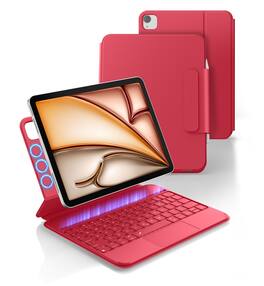 Dexnor - Keyboard&Case for iPad Air 11 inch M3/M2, iPad Pro 11, iPad Air 5th/4th Gen with Ultra-Thin Magnetic Detachable Trackpad - Rose Red