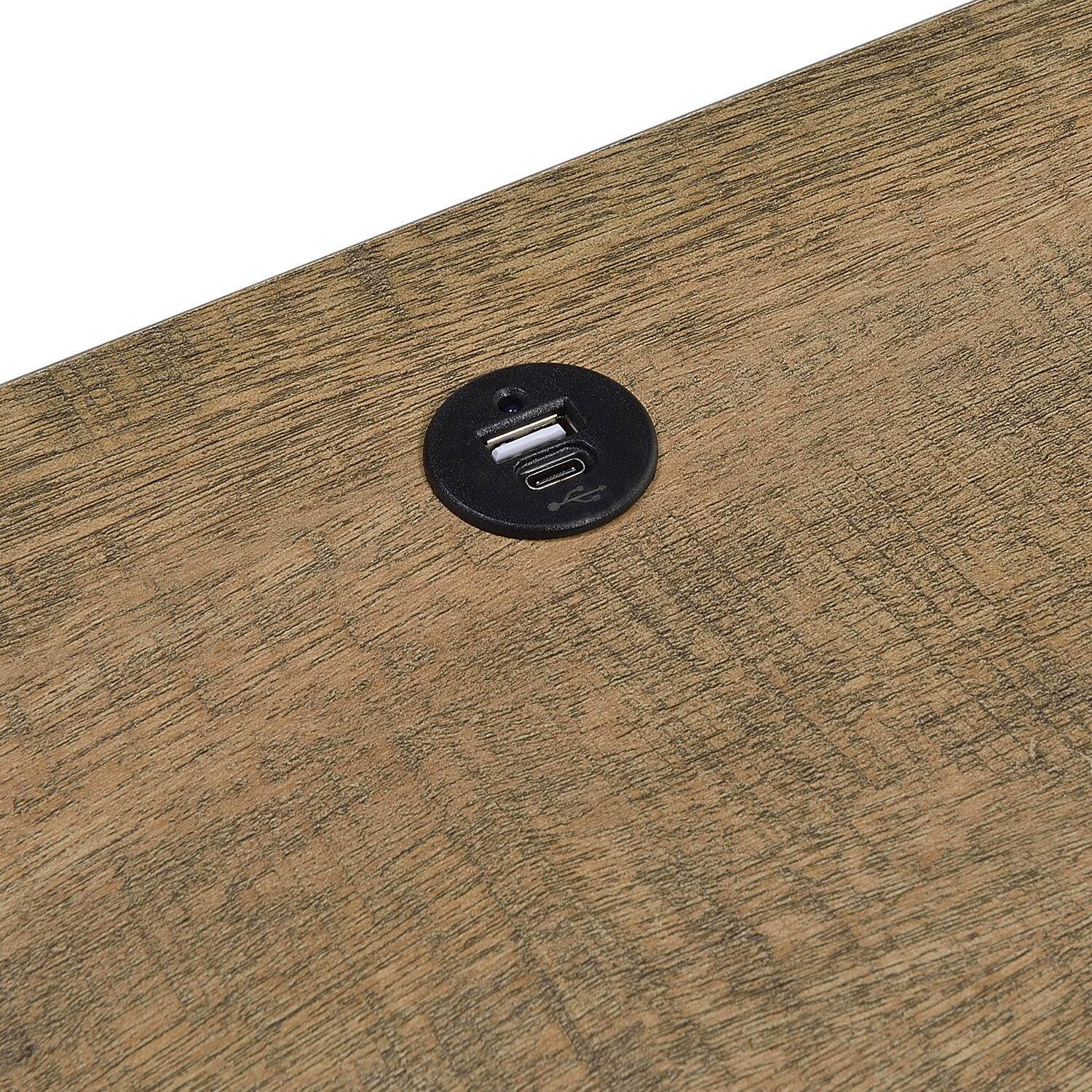 Alt View 5. Tiramisubest - 2-Drawer Nightstand with LED Lights and USB Ports in Warm Wood Finish - yellow.