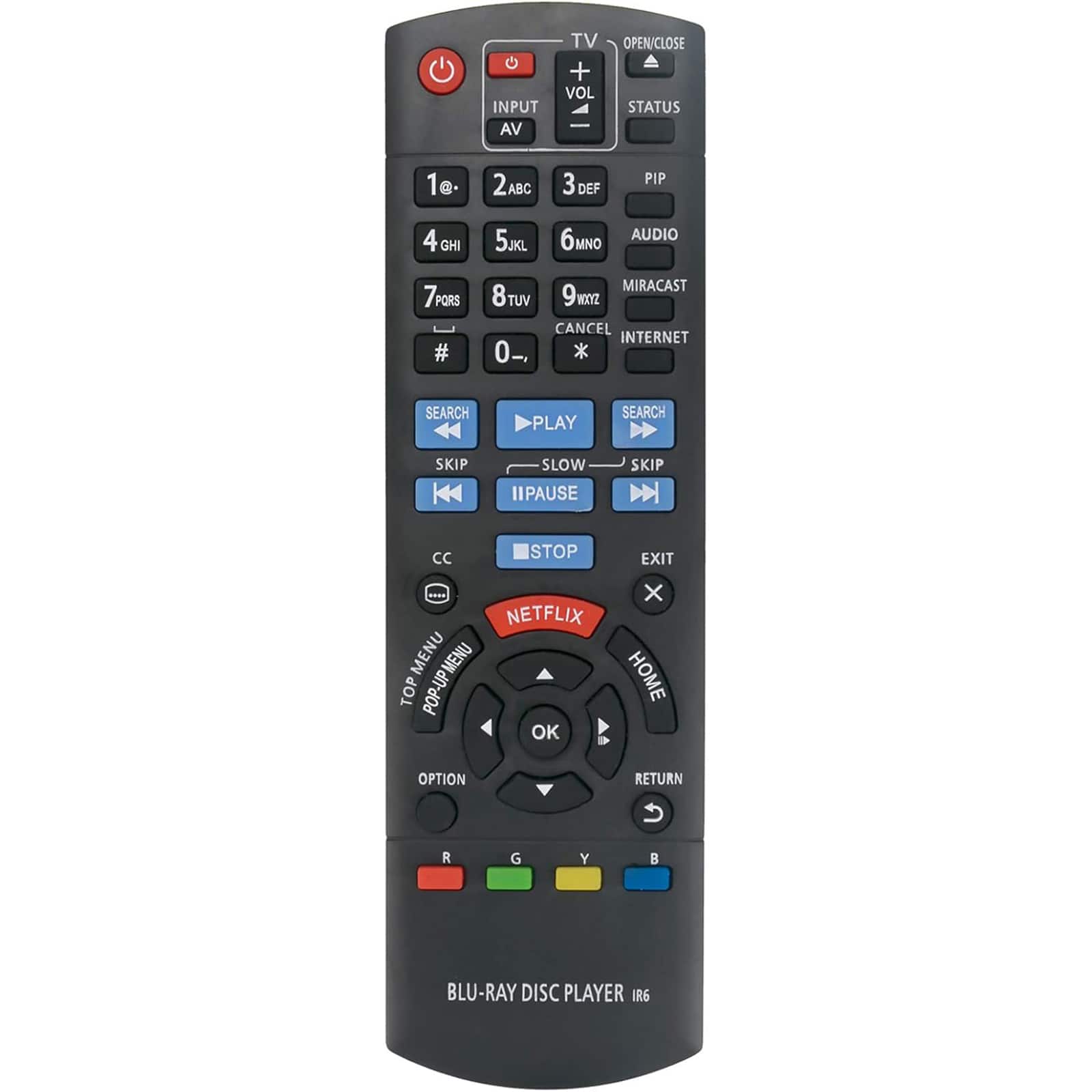 ZdalaMit - N2QAYB000953 Replacement Remote for Panasonic Blu-ray Disc Player IR6 DMP-BDT360 DMP-BDT361 DMP-BDT460 DMP-BDT460PS - Black