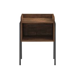 Danya B - Kazuyo Mid-Century Modern Black Metal Two-Tier End Side Table - Walnut - Walnut, Black