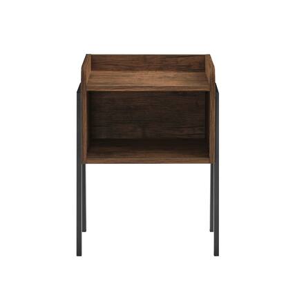 Front. Danya B - Kazuyo Mid-Century Modern Black Metal Two-Tier End Side Table - Walnut - Walnut, Black.