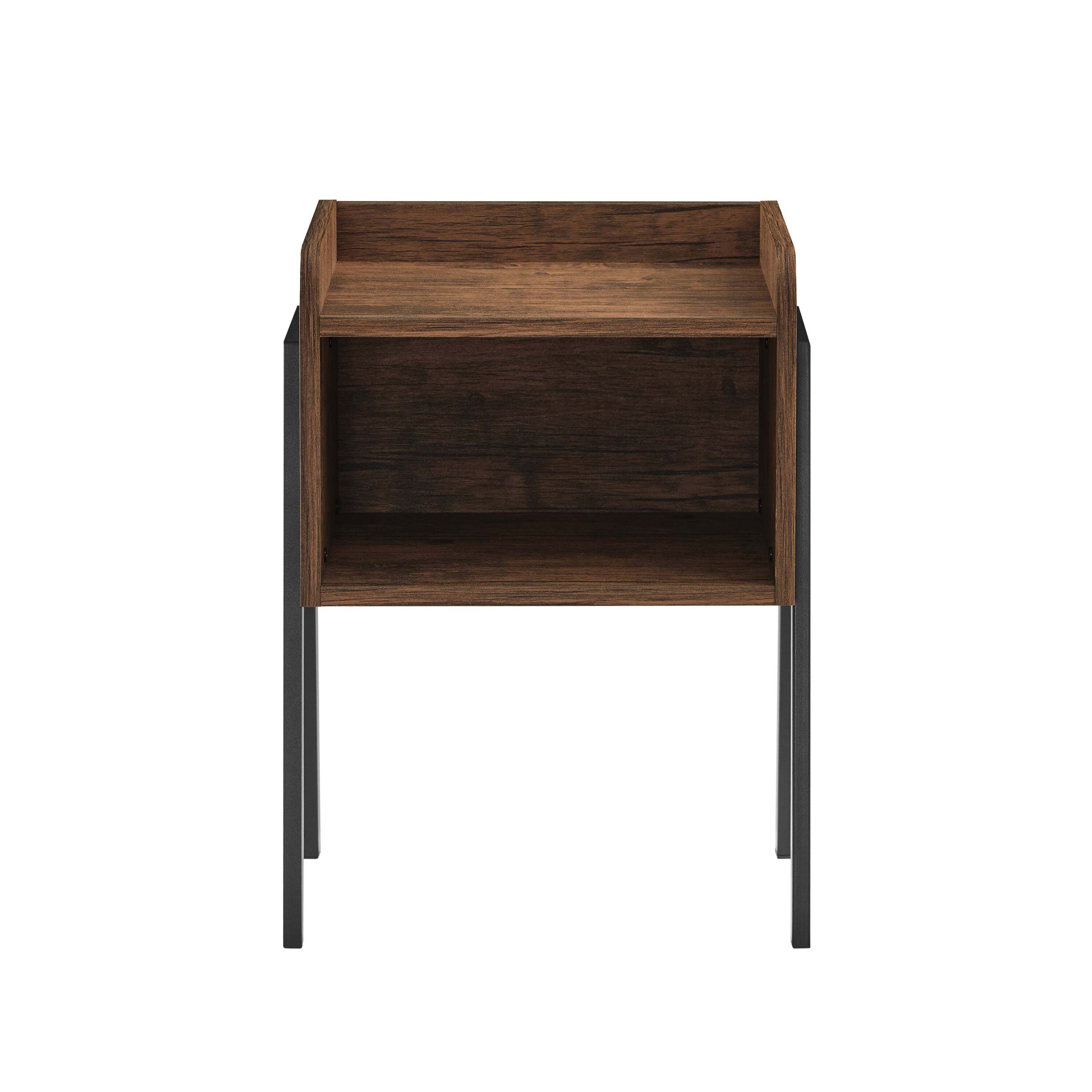 Front. Danya B - Kazuyo Mid-Century Modern Black Metal Two-Tier End Side Table - Walnut - Walnut, Black.