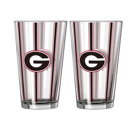 Logo Brands - Georgia Bulldogs Two-Piece 16oz. Striped Pint Glass Set - Multicolor