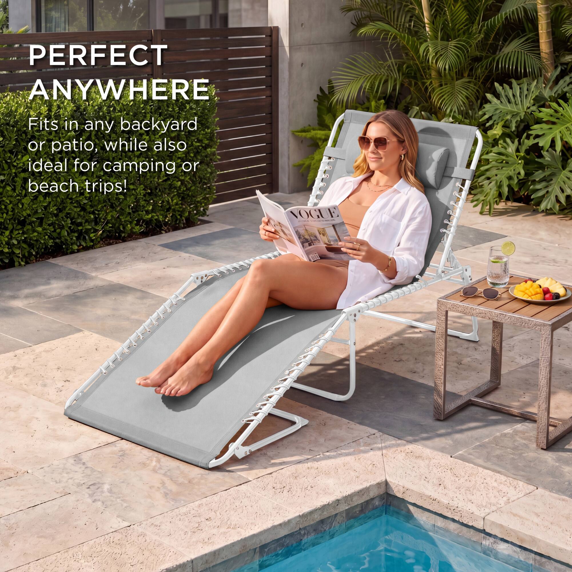 PERFECT ANYWHERE  
Fits in any backyard or patio, while also ideal for camping or beach trips!  
VOGUE