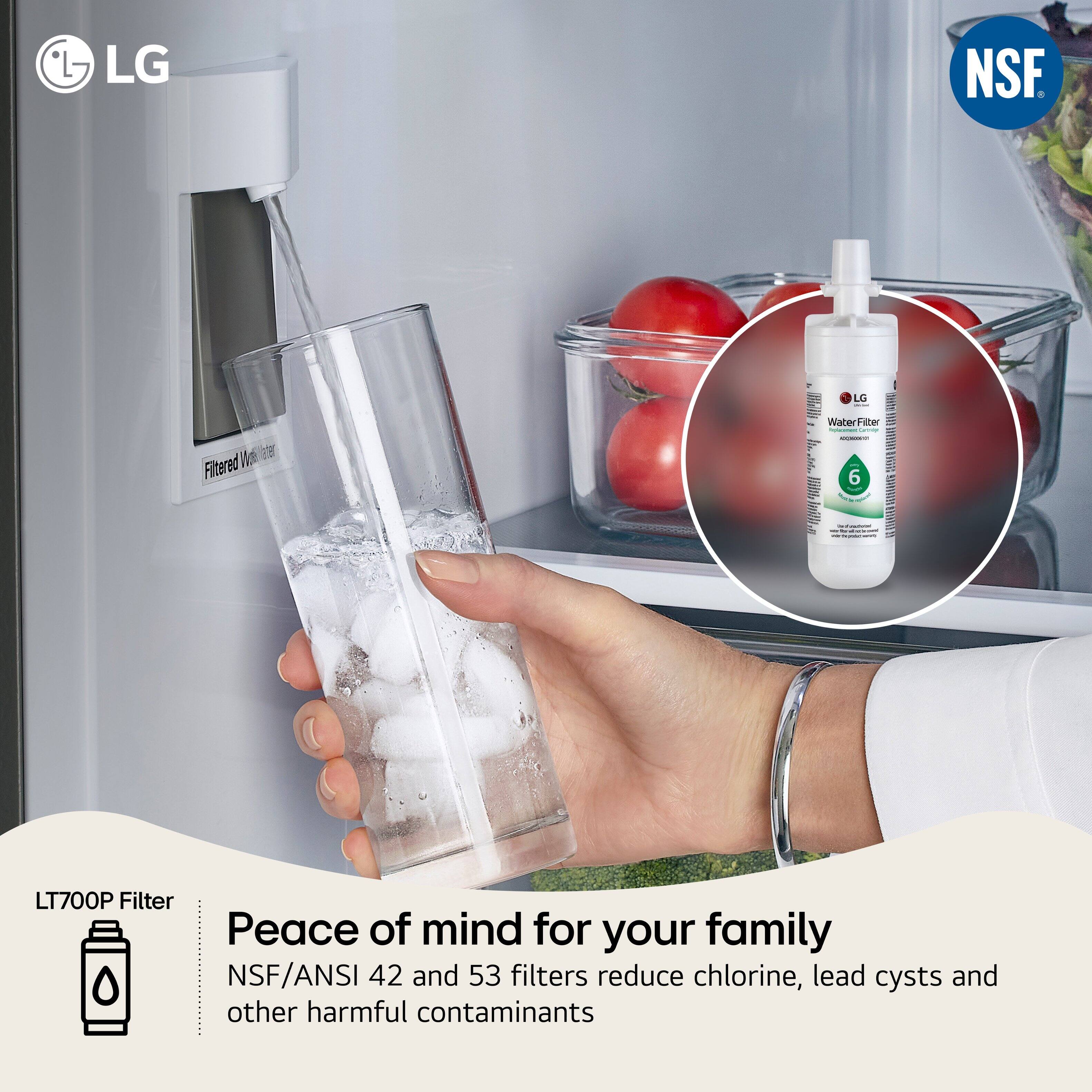 LG NSF : LG : Filtered Vcl - F Waber Fiter | - 6 - : LT700P Filter Peace of mind for your family NSF/ANSI 42 and 53 filters reduce chlorine, lead cysts and other harmful contaminants